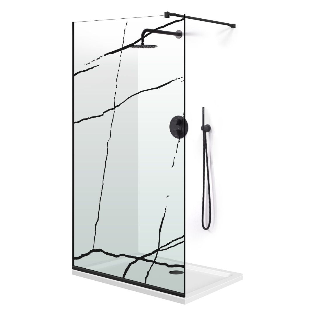 Zuhanyfal Walk-in, fekete zuhanyfal, #Átlátszó #Víztiszta
