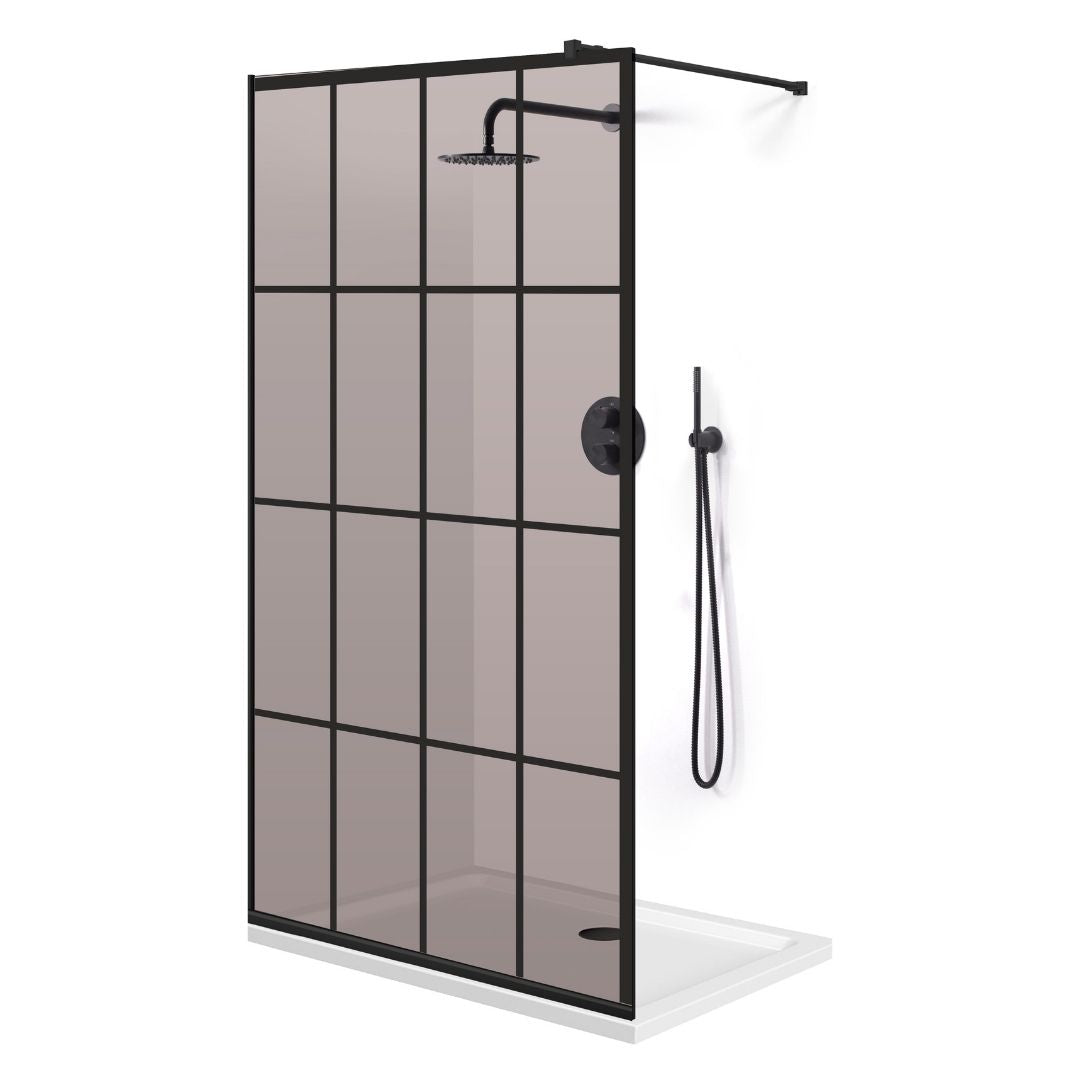 Zuhanyfal Walk-in, fekete zuhanyfal, #Bronz #Bronz