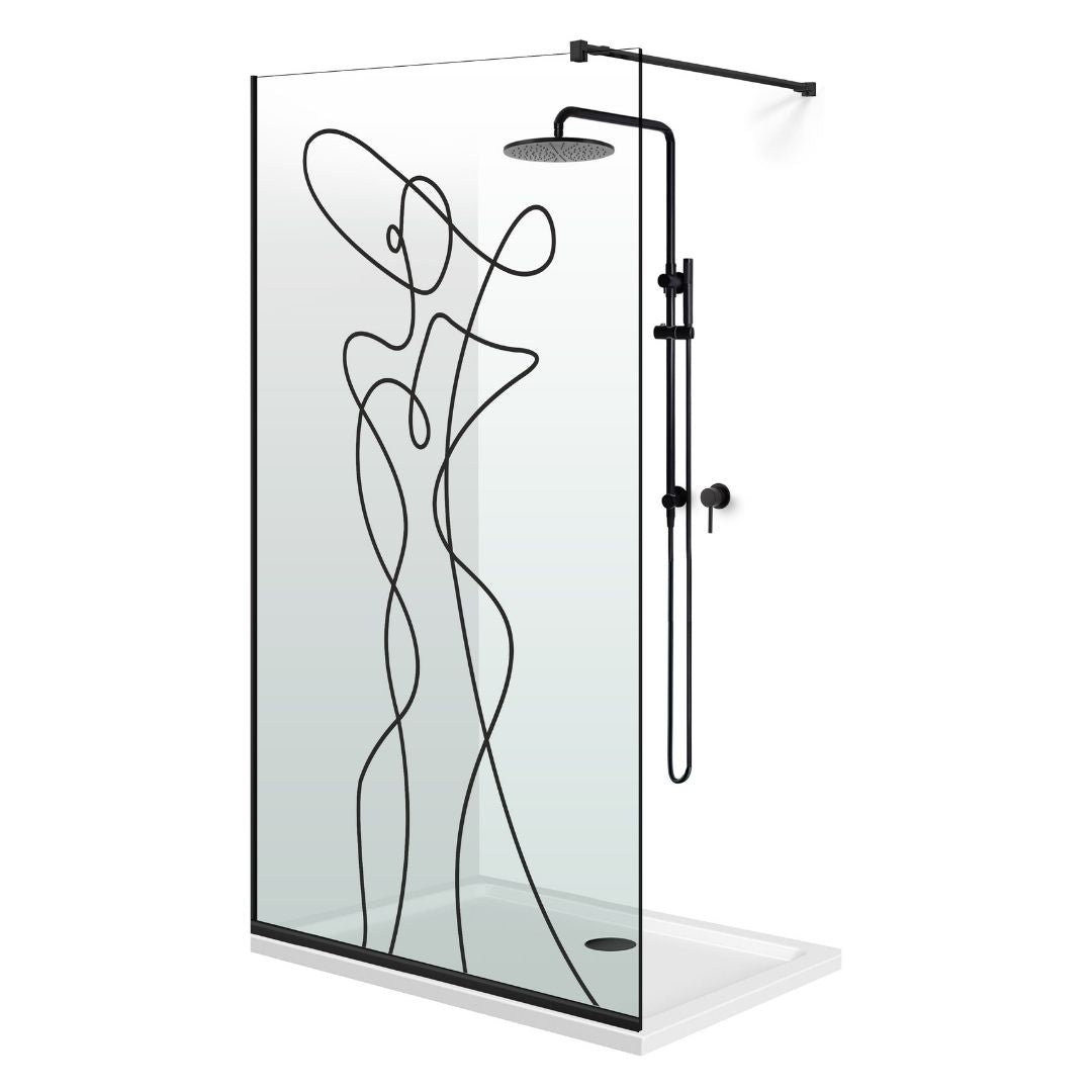 Zuhanyfal Walk-in, fekete zuhanyfal, #Átlátszó #Víztiszta