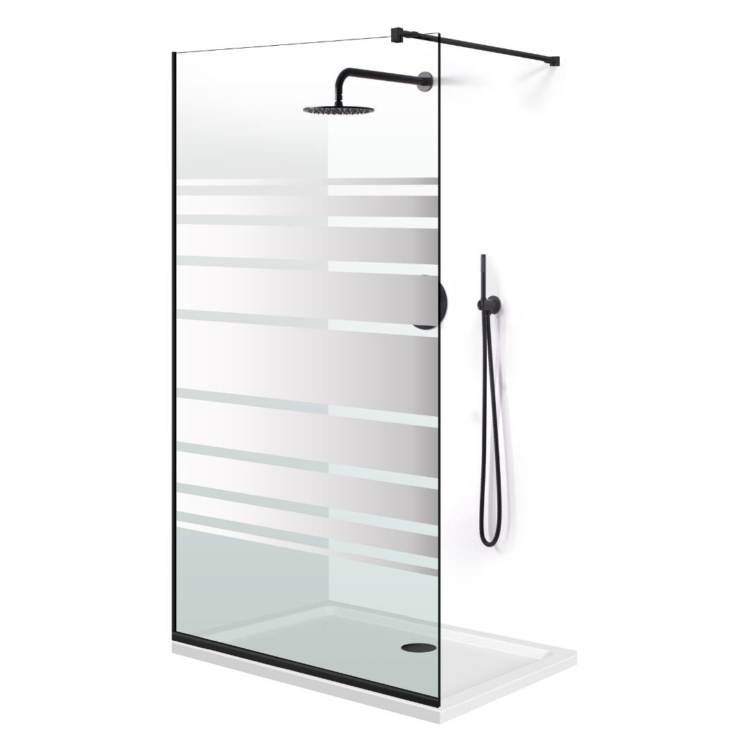 Zuhanyfal Walk-in, fekete zuhanyfal, #Átlátszó #Víztiszta
