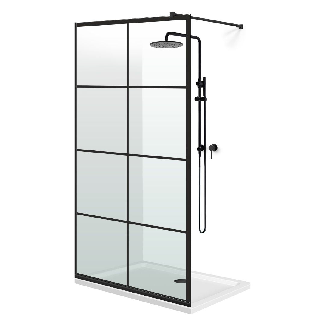 Zuhanyfal Walk-in, fekete zuhanyfal, #Átlátszó #Víztiszta