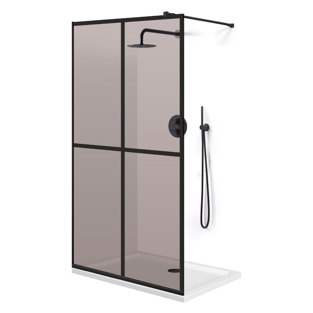 Zuhanyfal Walk-in, fekete zuhanyfal, #Bronz #Bronz