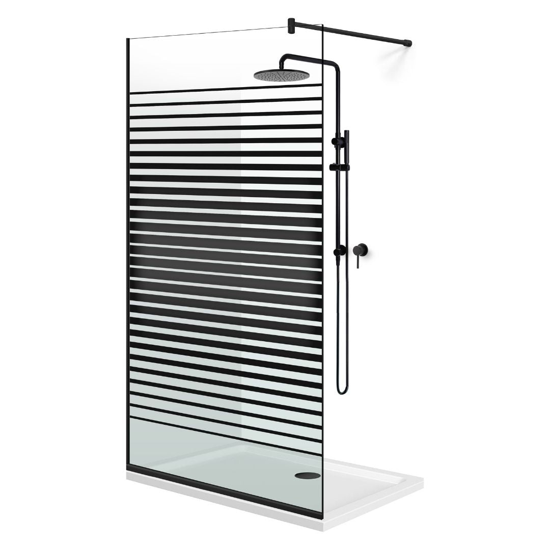 Zuhanyfal Walk-in, fekete zuhanyfal, #Átlátszó #Víztiszta