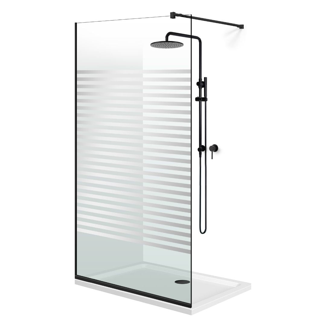 Zuhanyfal Walk-in, fekete zuhanyfal, #Átlátszó #Víztiszta