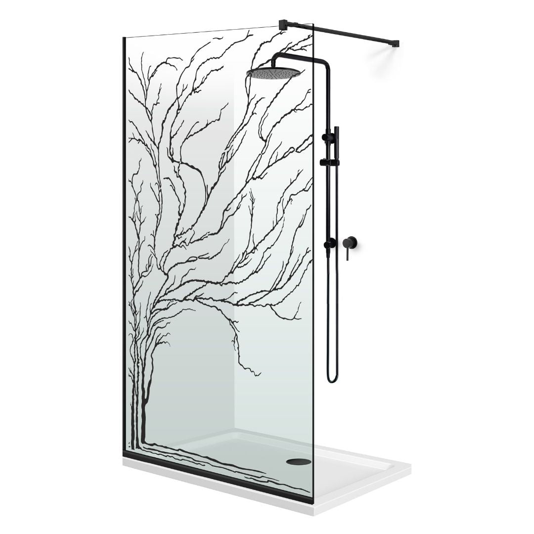Zuhanyfal Walk-in, fekete zuhanyfal, #Átlátszó #Víztiszta