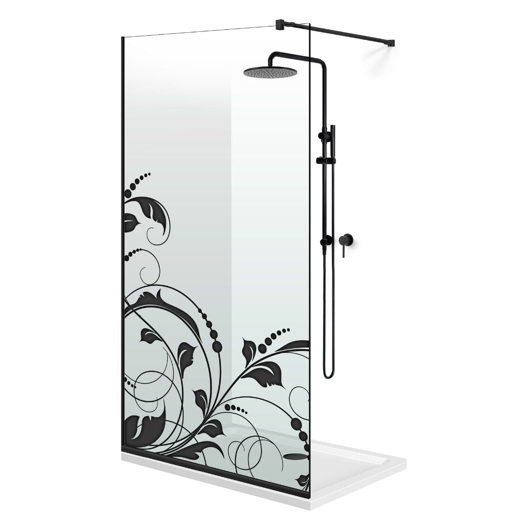 Zuhanyfal Walk-in, fekete zuhanyfal, #Átlátszó #Víztiszta