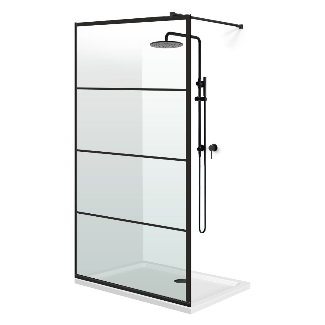 Zuhanyfal Walk-in, fekete zuhanyfal, #Átlátszó #Víztiszta