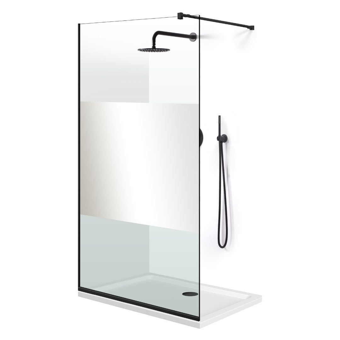 Zuhanyfal Walk-in, fekete zuhanyfal, #Átlátszó #Víztiszta
