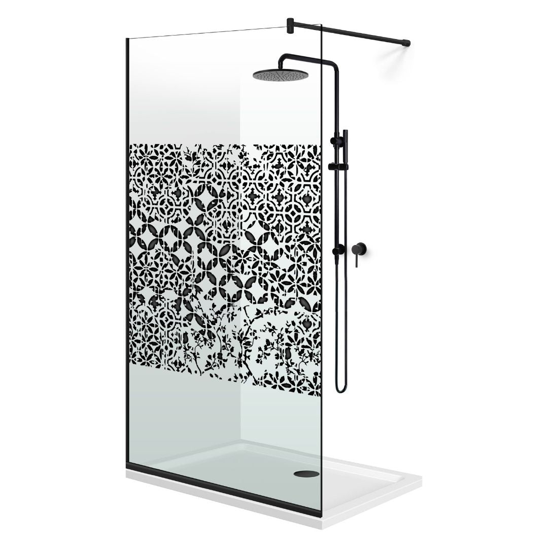 Zuhanyfal Walk-in, fekete zuhanyfal, #Átlátszó #Víztiszta