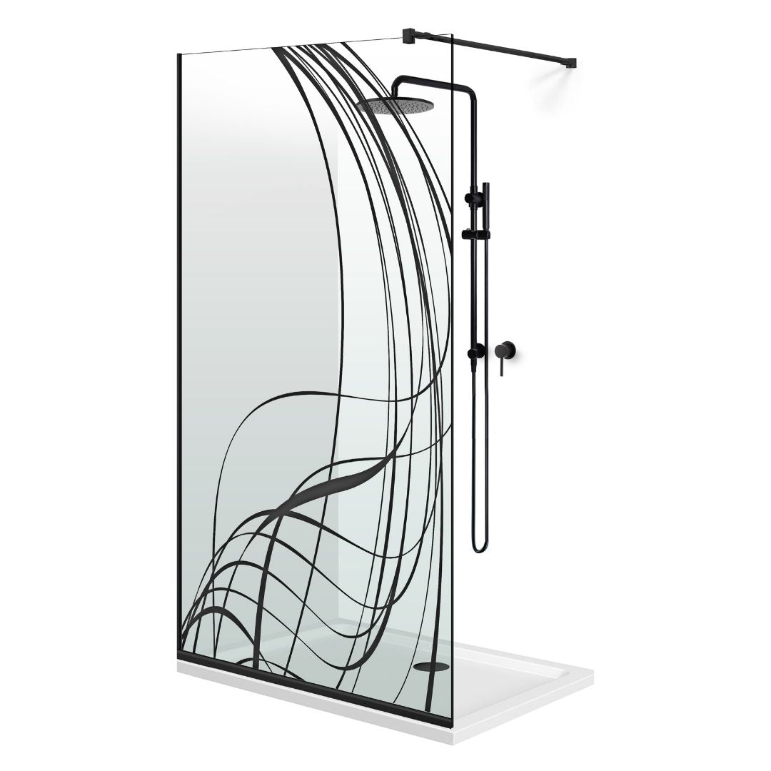 Zuhanyfal Walk-in, fekete zuhanyfal, #Átlátszó #Víztiszta