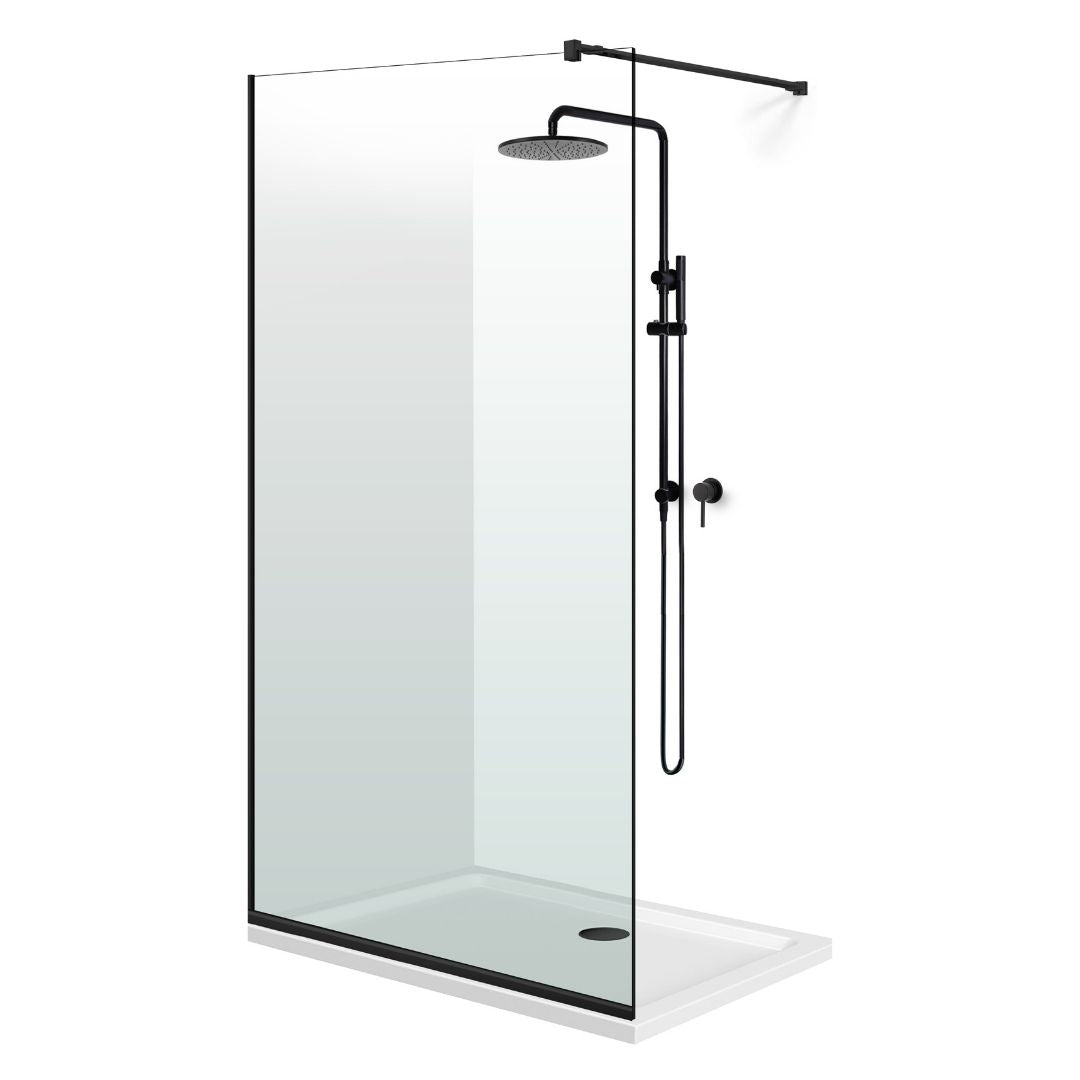 Zuhanyfal Walk-in, fekete zuhanyfal, #Átlátszó #Víztiszta
