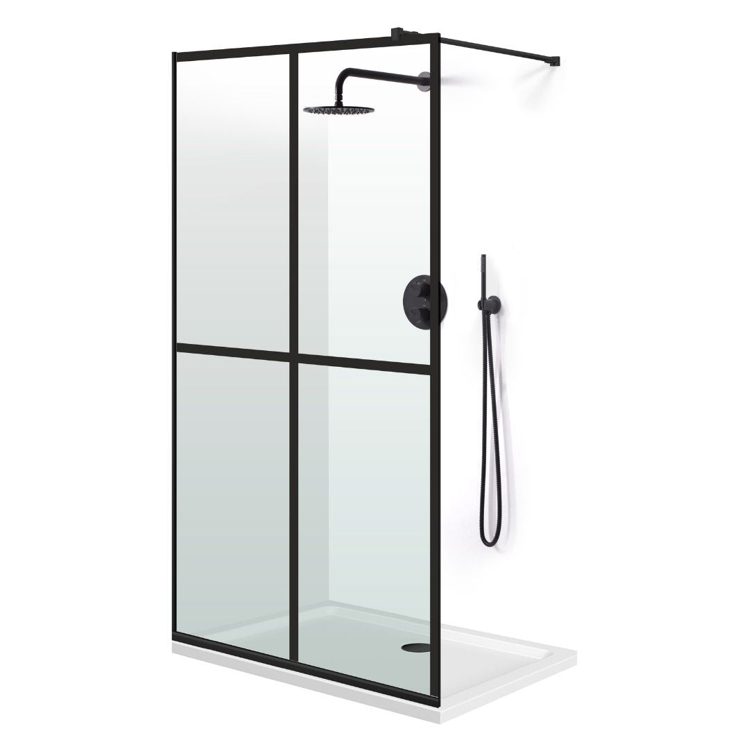 Zuhanyfal Walk-in, fekete zuhanyfal, #Átlátszó #Víztiszta