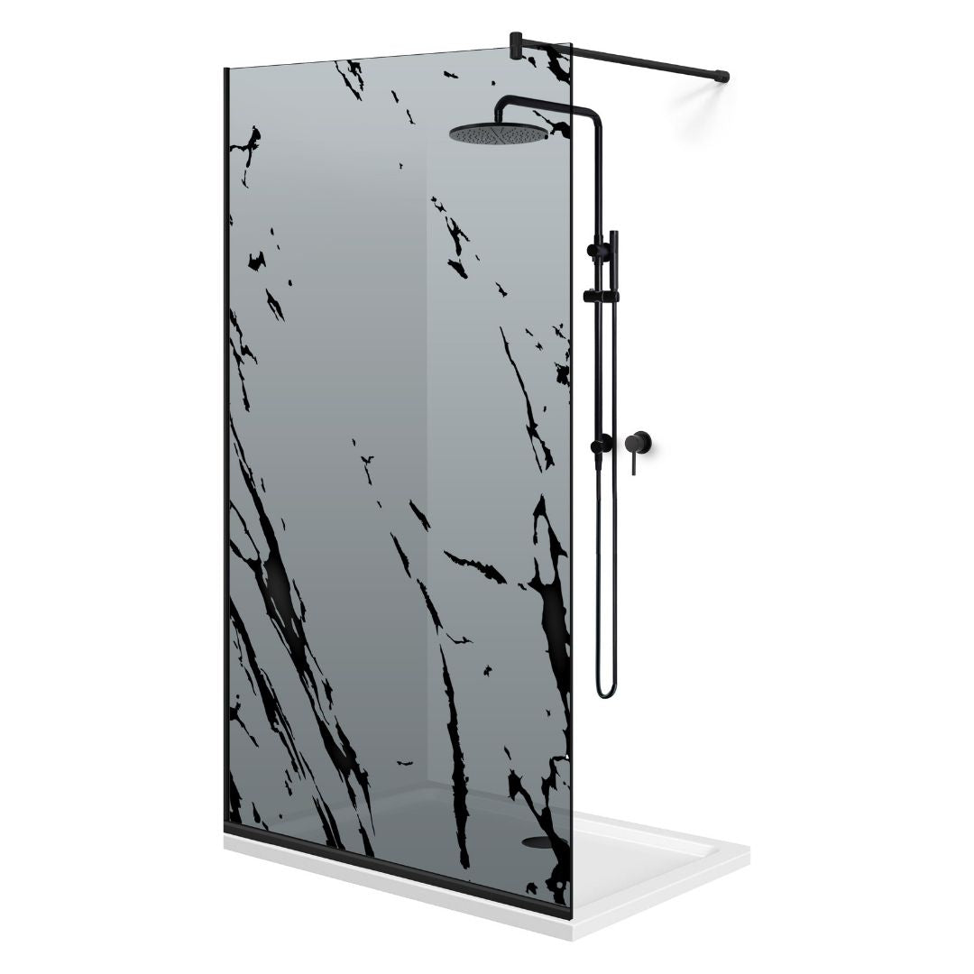 Zuhanyfal Walk-in, fekete zuhanyfal, #Szürke #Szürke