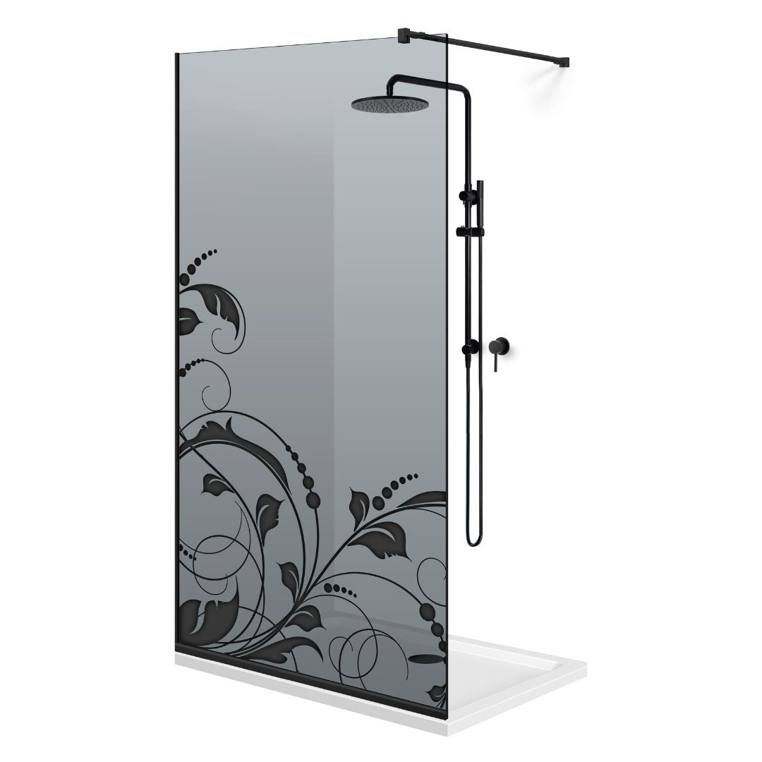 Zuhanyfal Walk-in, fekete zuhanyfal, #Szürke #Szürke