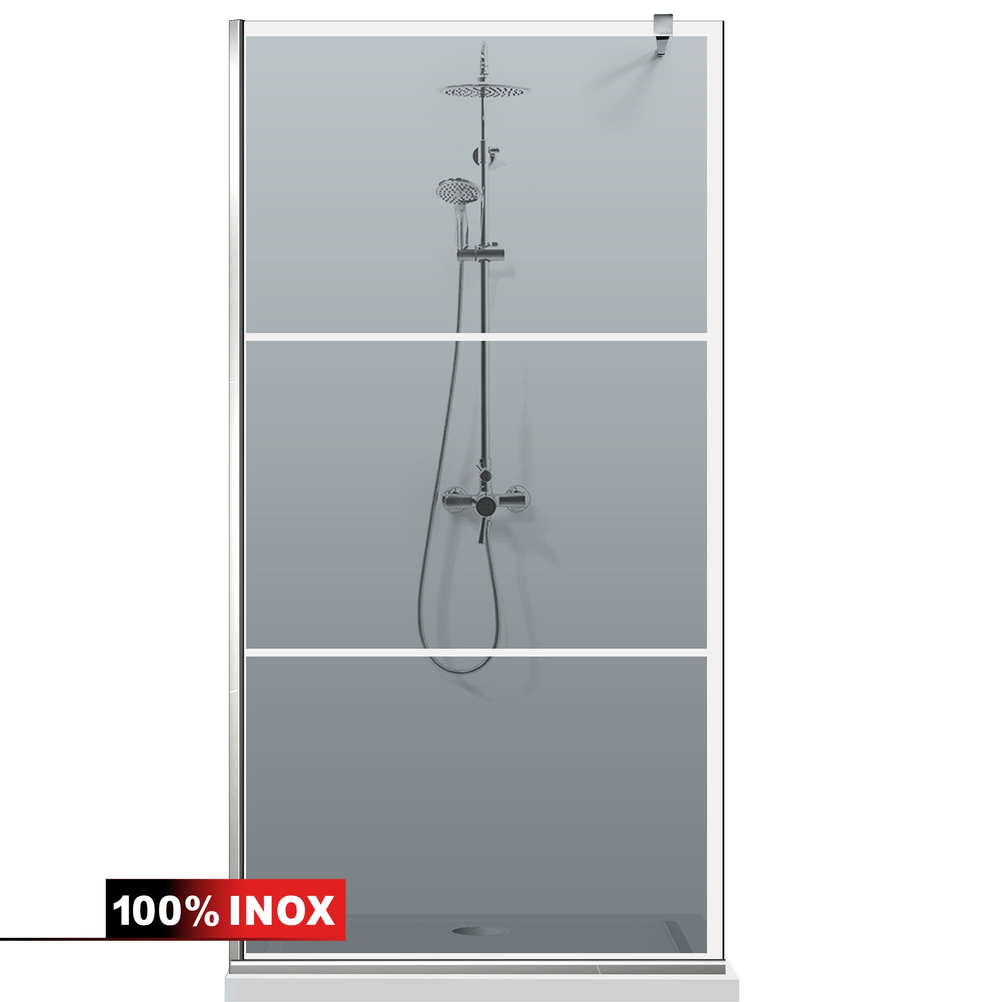 Zuhanyfal Walk-in, Zuhanyfal Rozsdamentes acél, #Szürke #Szürke