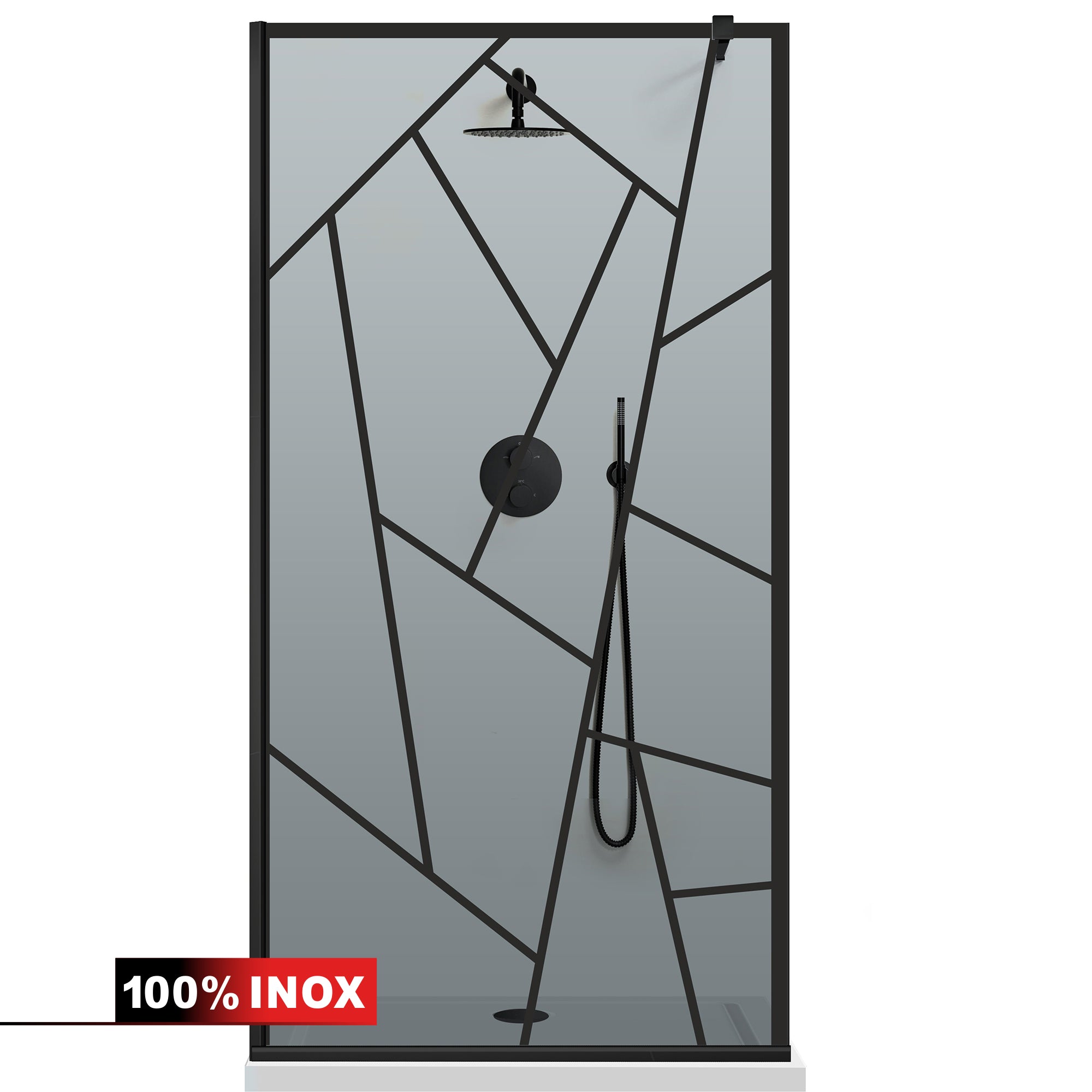Paravan dus Walk-in, Perete dus Negru, #Gri #Szürke
