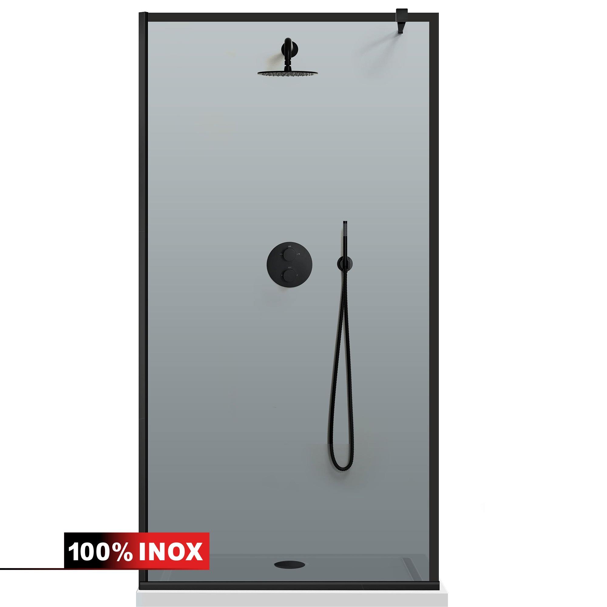 Zuhanyfal Walk-in, fekete zuhanyfal, #Szürke #Szürke