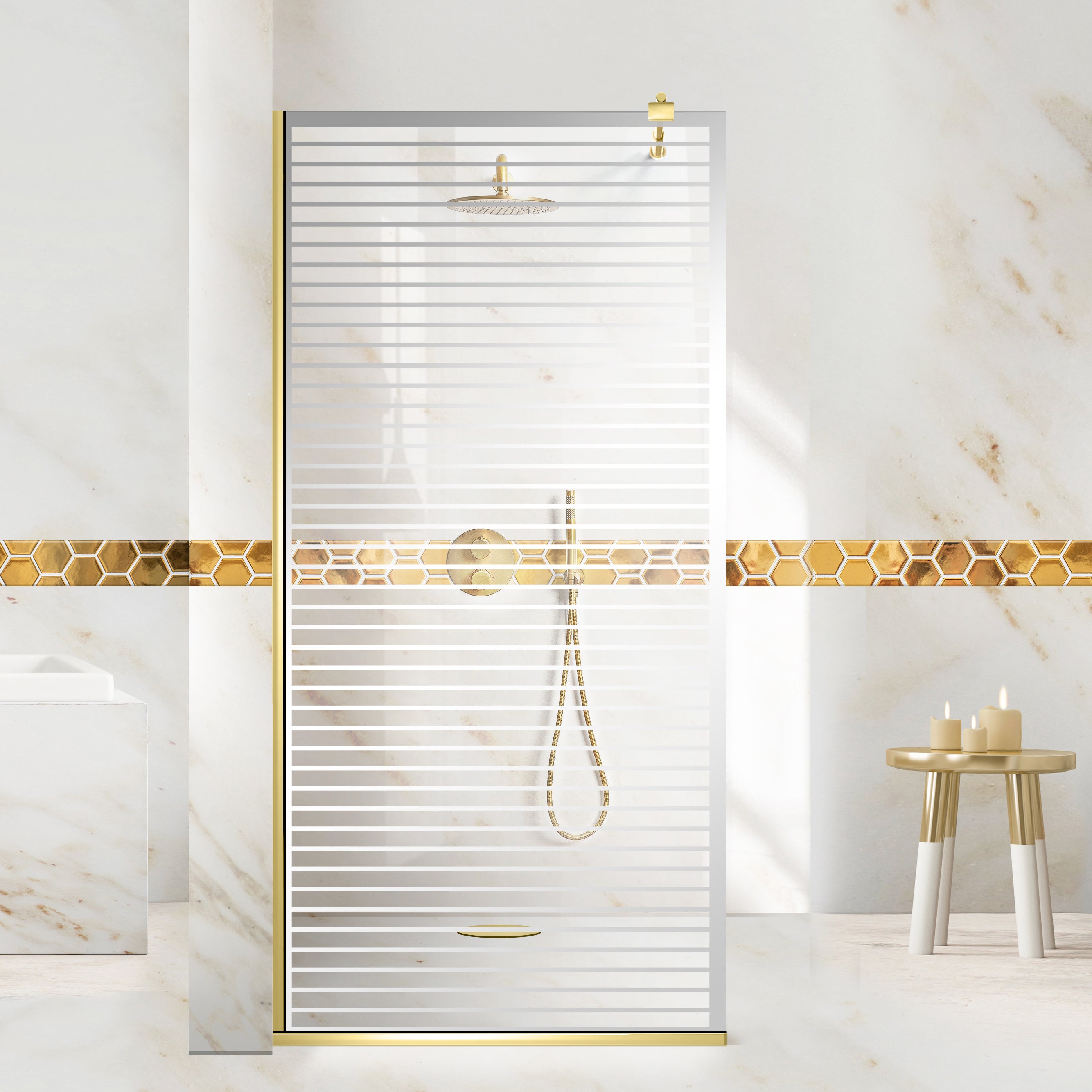 Zuhanyfal Walk-in, zuhanyfal Arany, #Átlátszó #Víztiszta