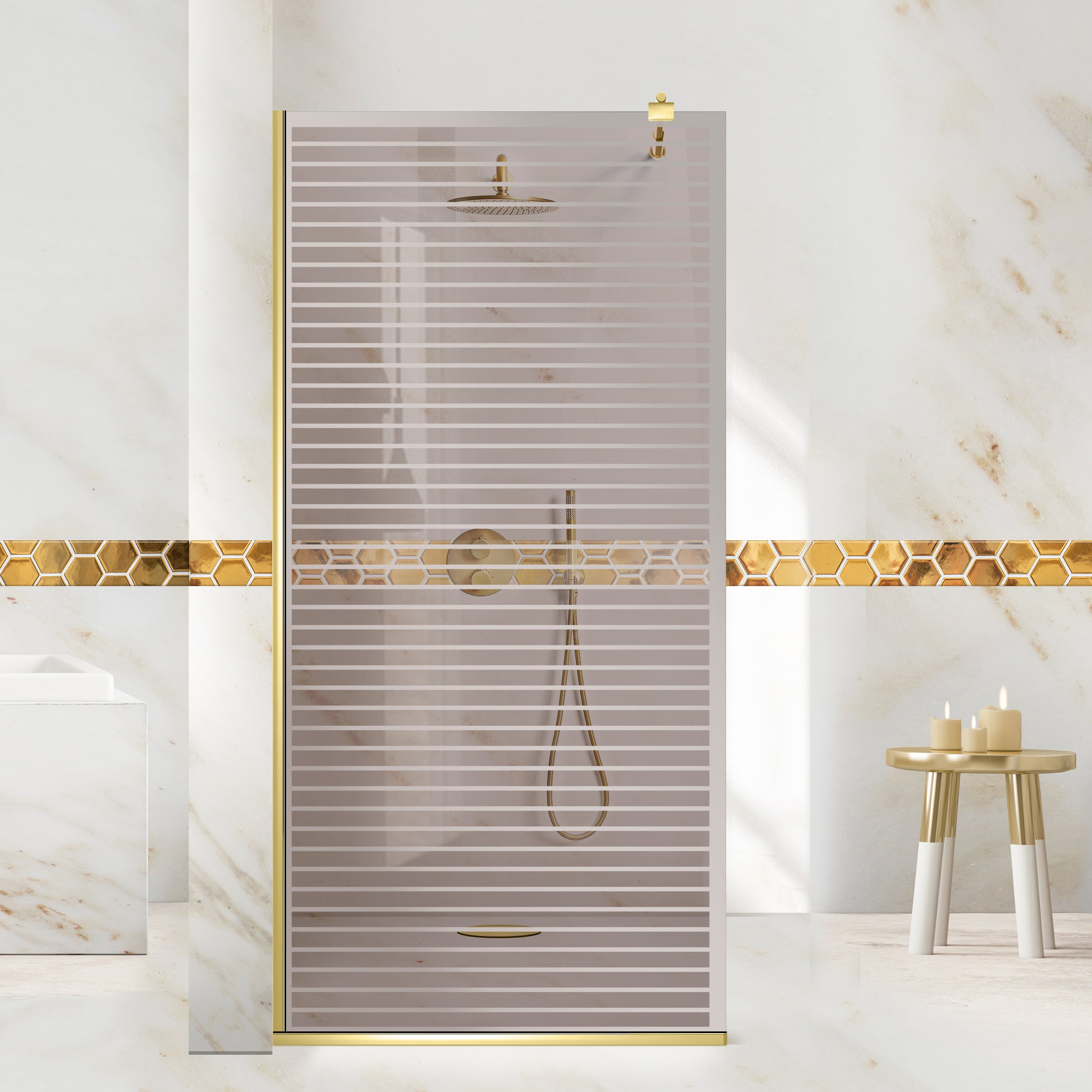 Zuhanyfal Walk-in, zuhanyfal Arany, #Bronz #Bronz
