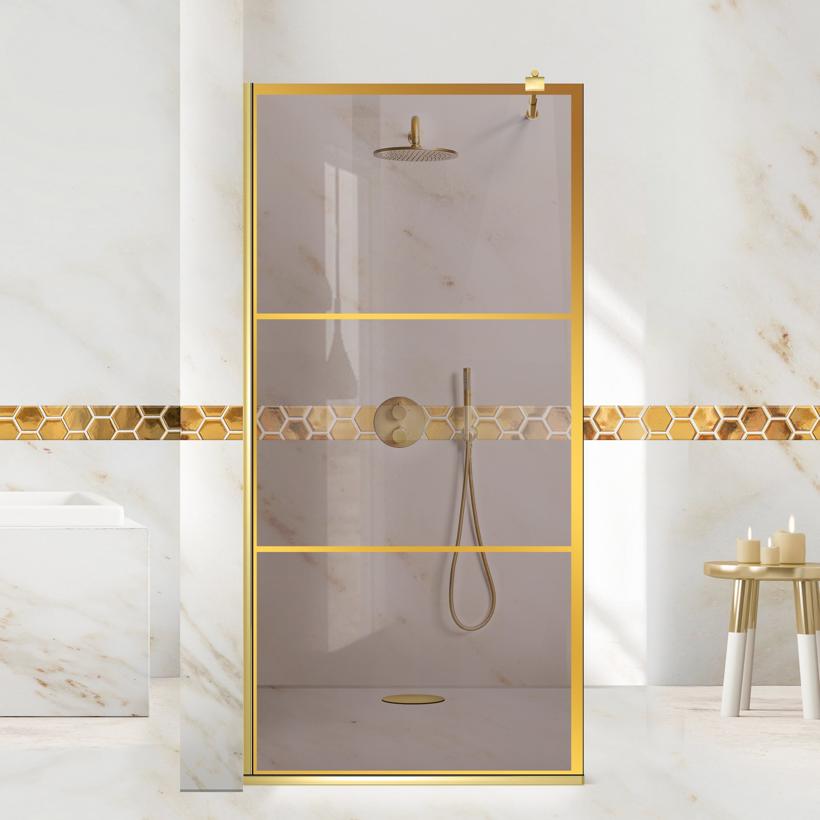 Zuhanyfal Walk-in, zuhanyfal Arany, #Bronz #Bronz