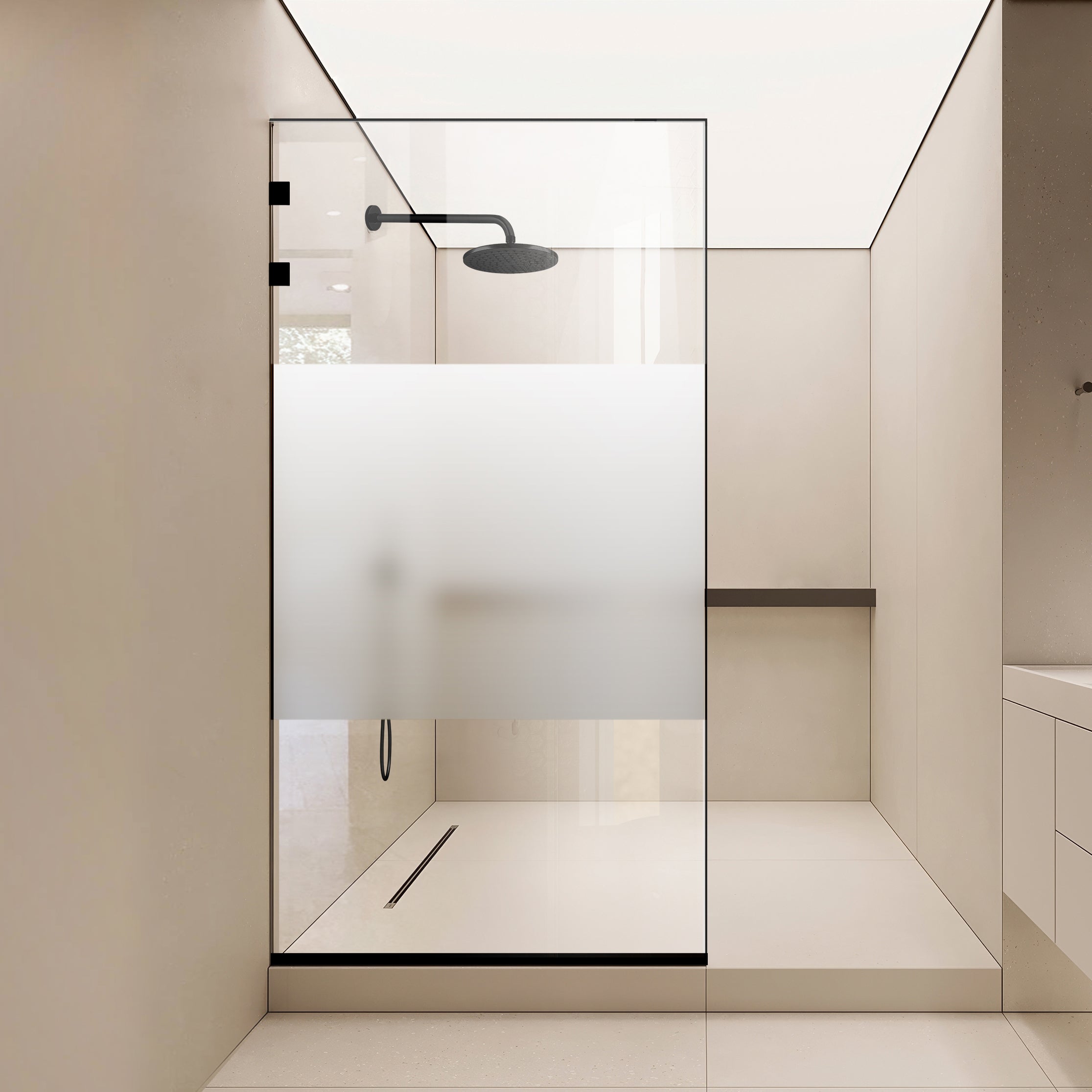 Zuhanyfal Walk-in, Zuhanyfal Rozsdamentes acél, #Átlátszó #Víztiszta