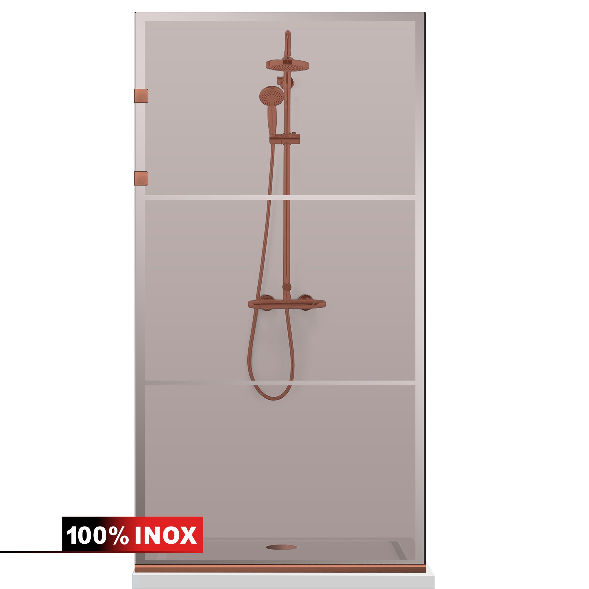 Zuhanyfal Walk-in, Zuhanyfal Rozsdamentes acél, réz #Bronz
