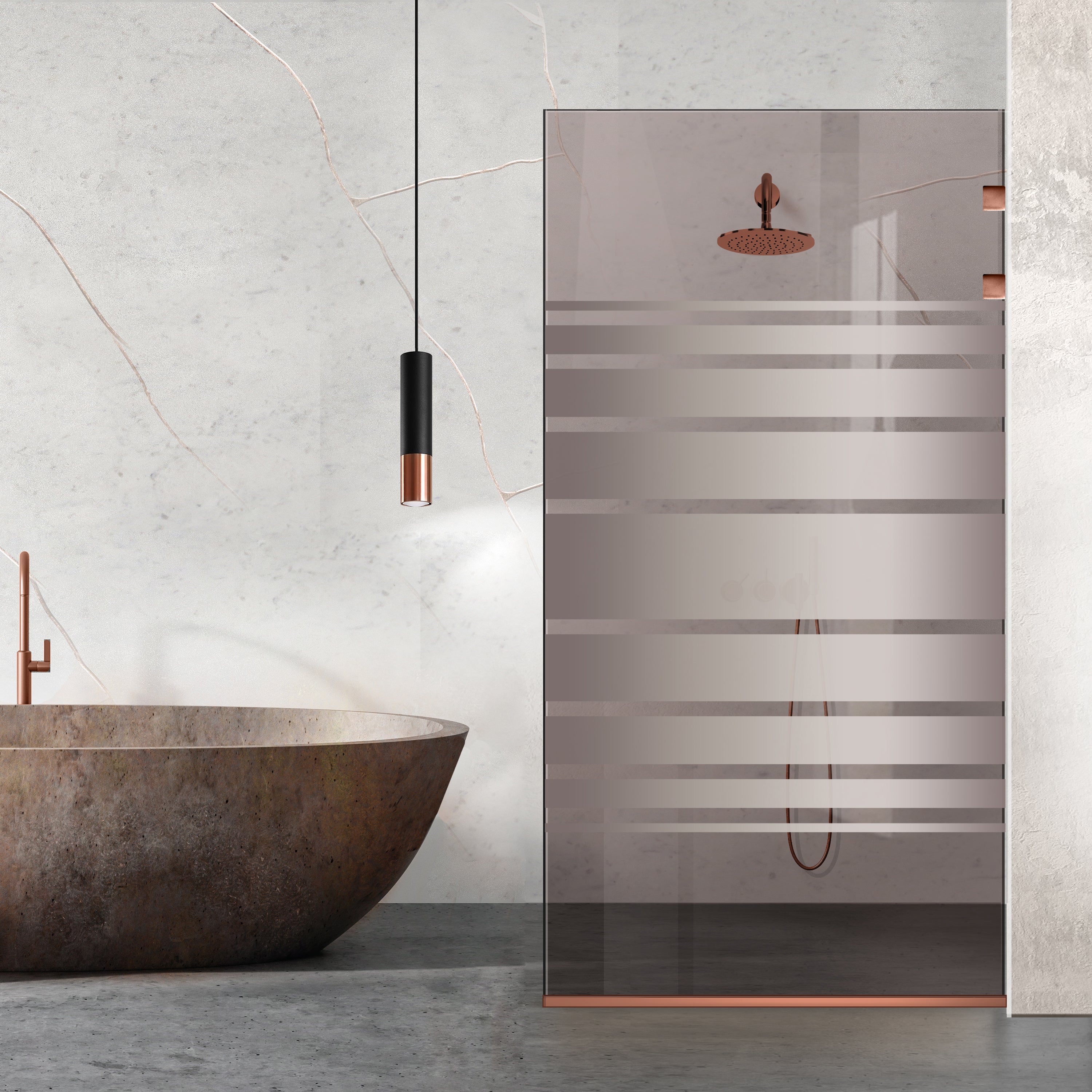 Zuhanyfal Walk-in, Zuhanyfal Rozsdamentes acél, réz #Bronz