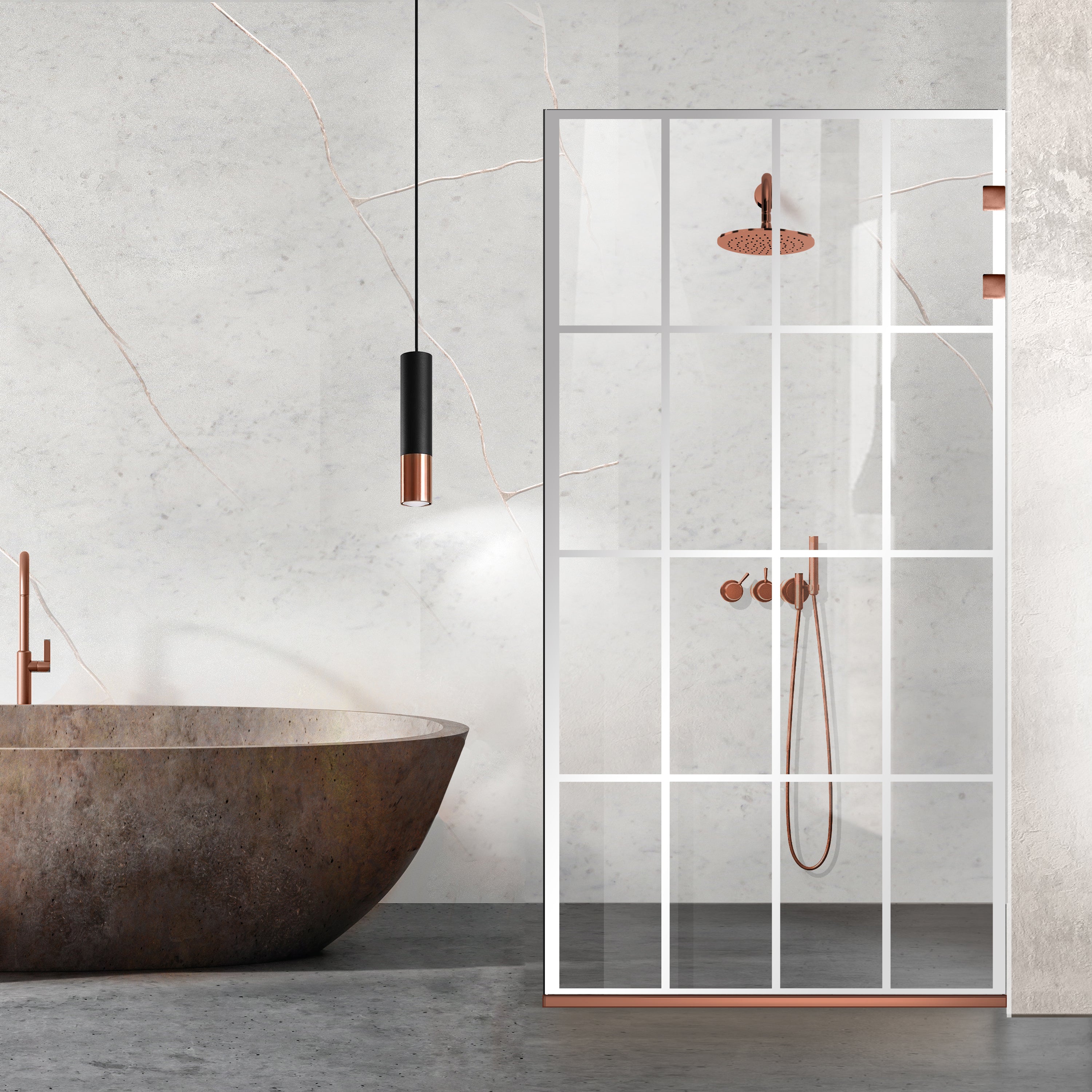 Zuhanyfal Walk-in, Rozsdamentes acél zuhanyfal, matt fekete, #Átlátszó #Víztiszta