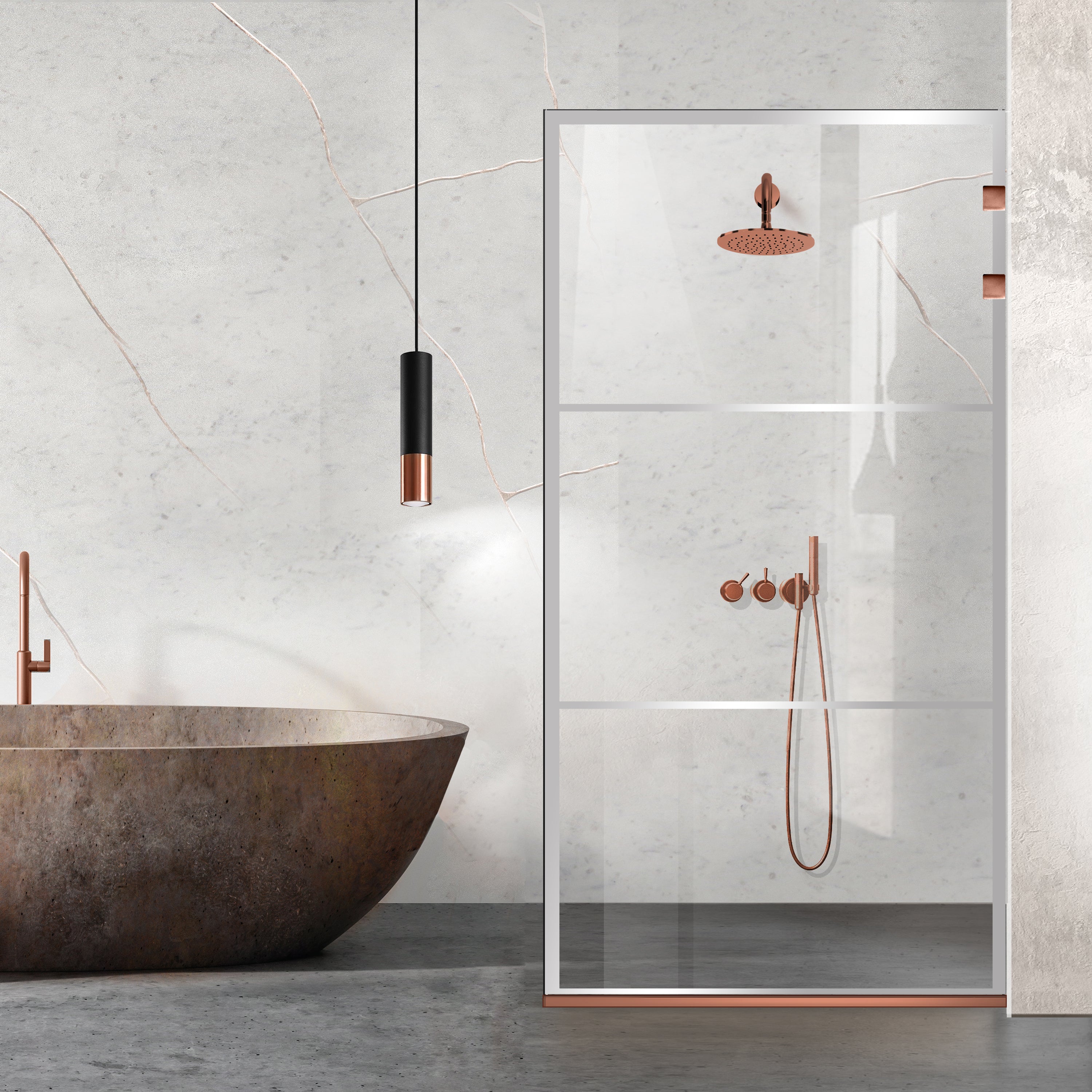 Zuhanyfal Walk-in, Rozsdamentes acél zuhanyfal, matt fekete, #Átlátszó #Víztiszta