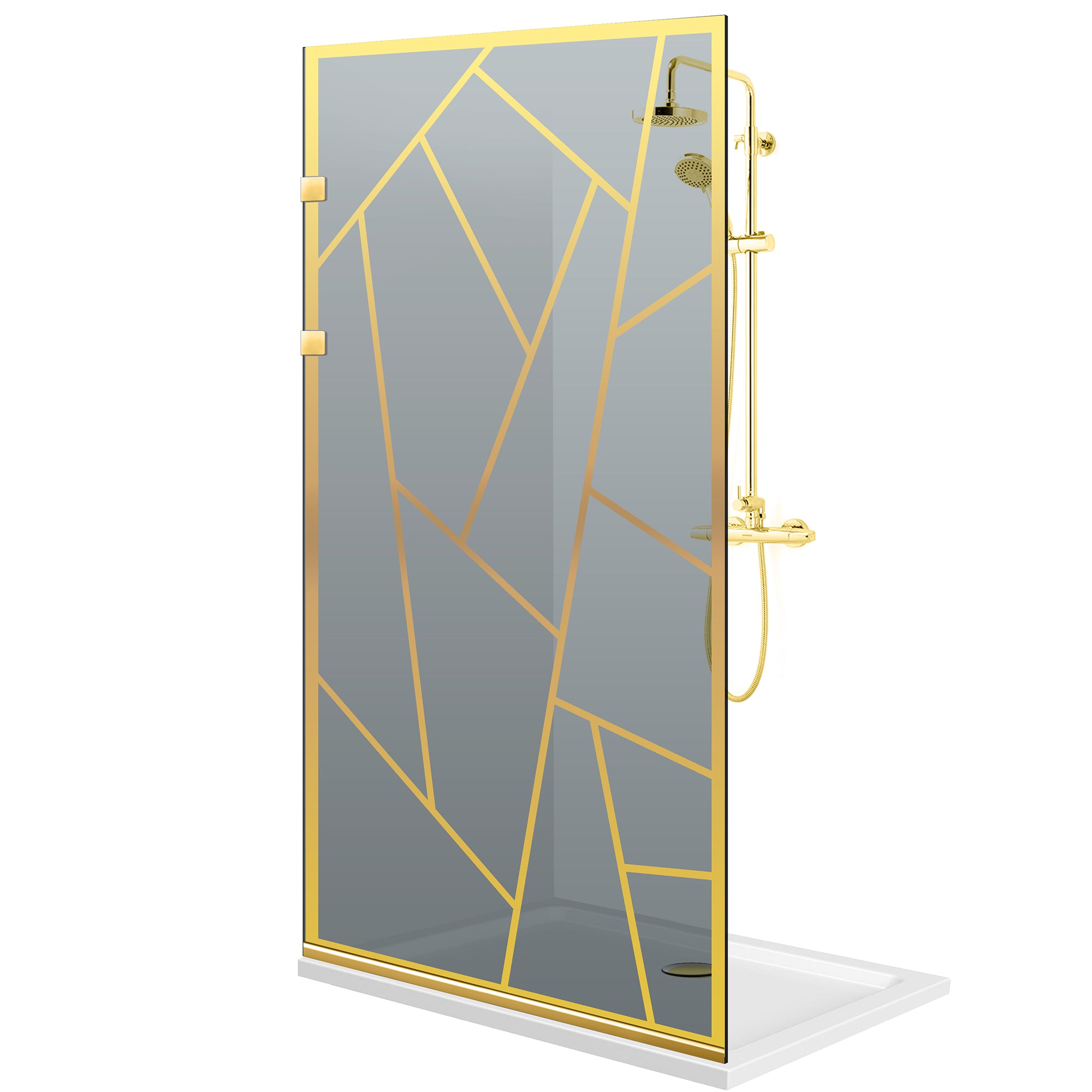 Zuhanyfal Walk-in, Rozsdamentes acél zuhanyfal, arany #Szürke