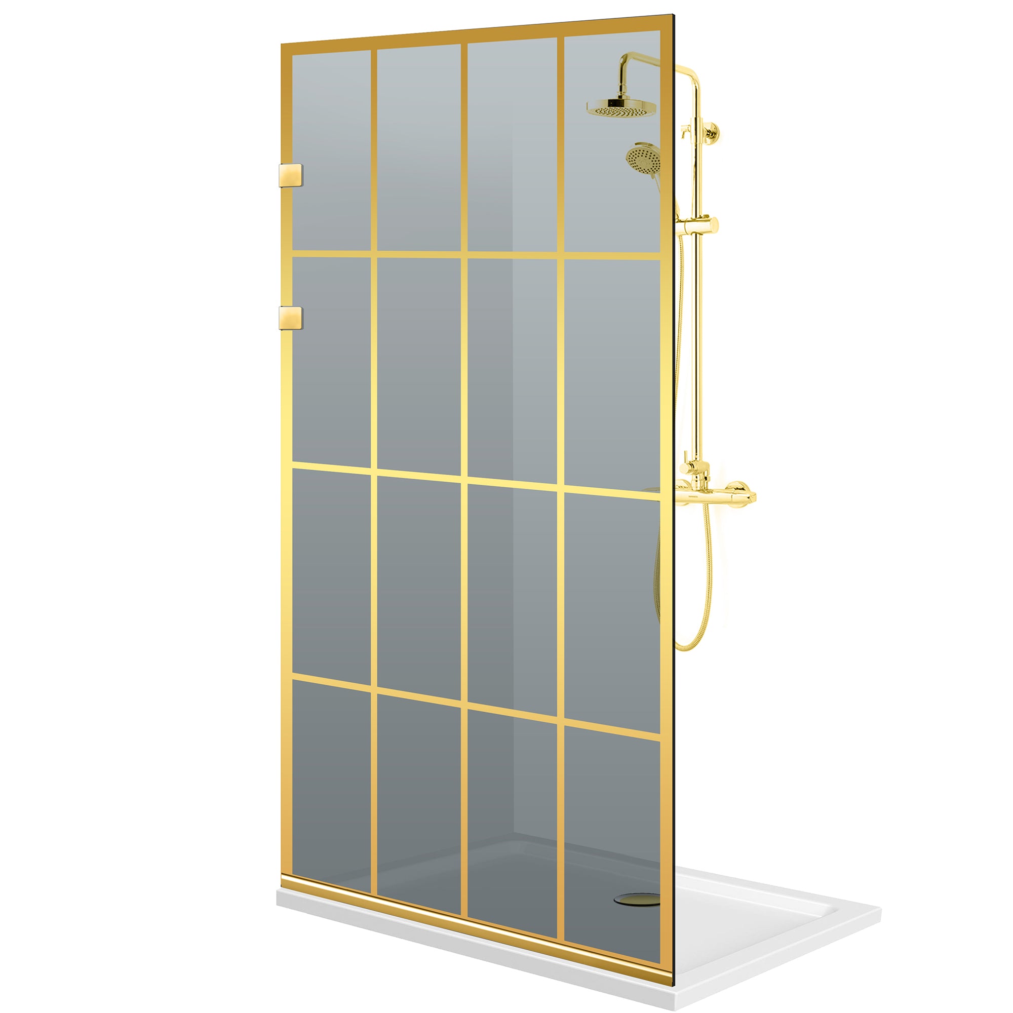 Zuhanyfal Walk-in, Rozsdamentes acél zuhanyfal, arany #Szürke