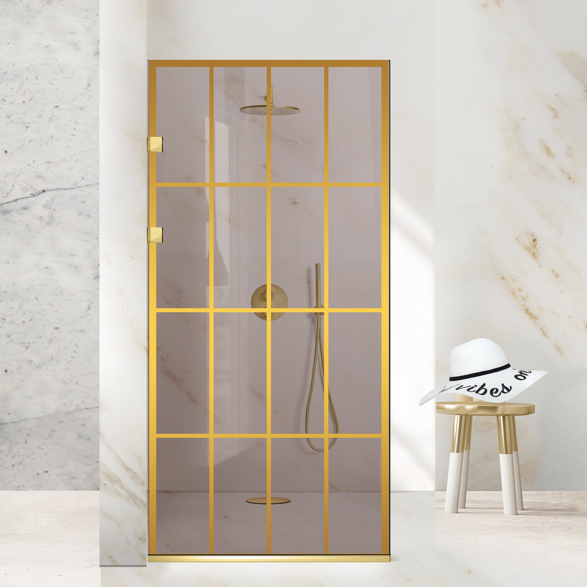 Zuhanyfal Walk-in, Zuhanyfal Rozsdamentes acél, arany #Bronz