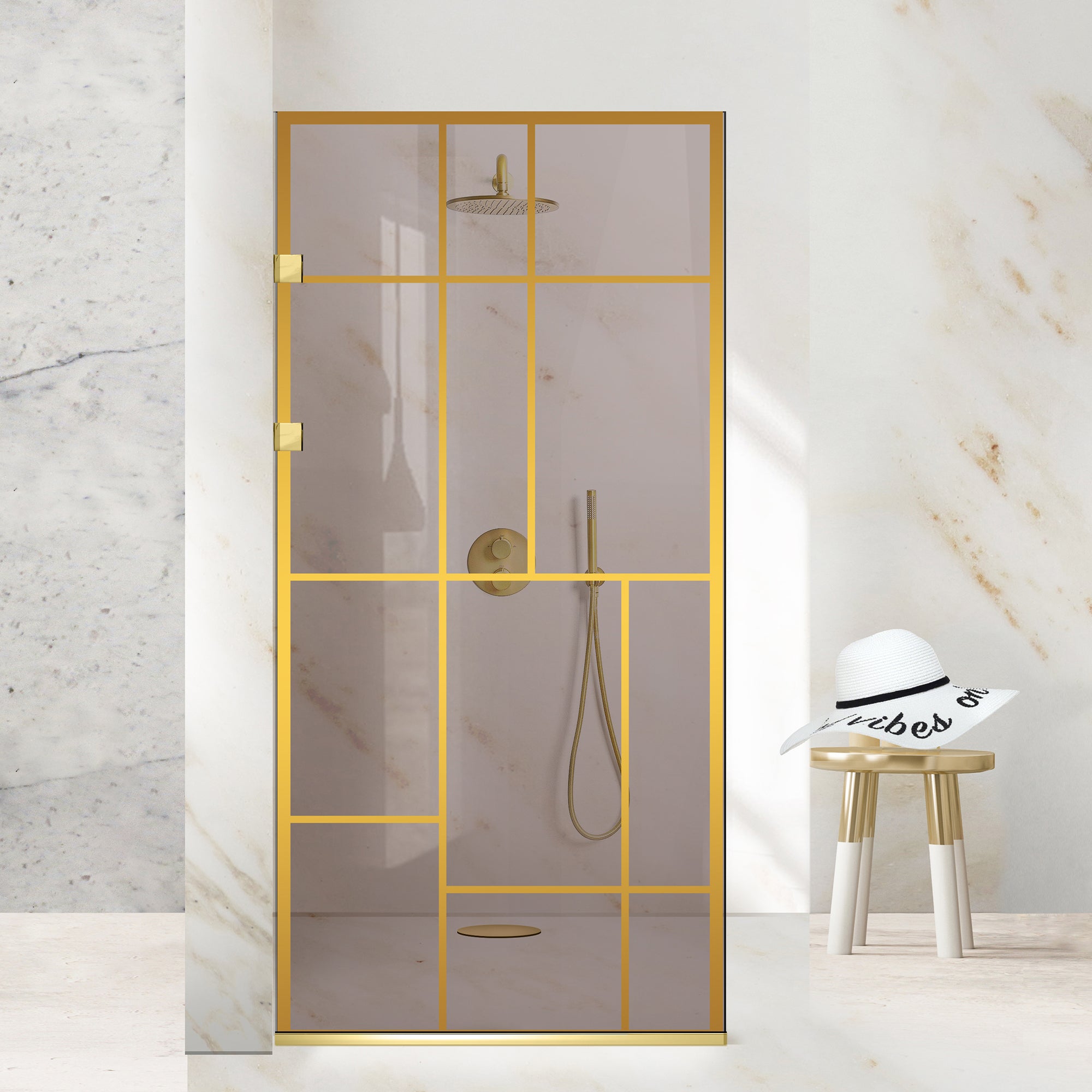 Zuhanyfal Walk-in, Zuhanyfal Rozsdamentes acél, arany #Bronz