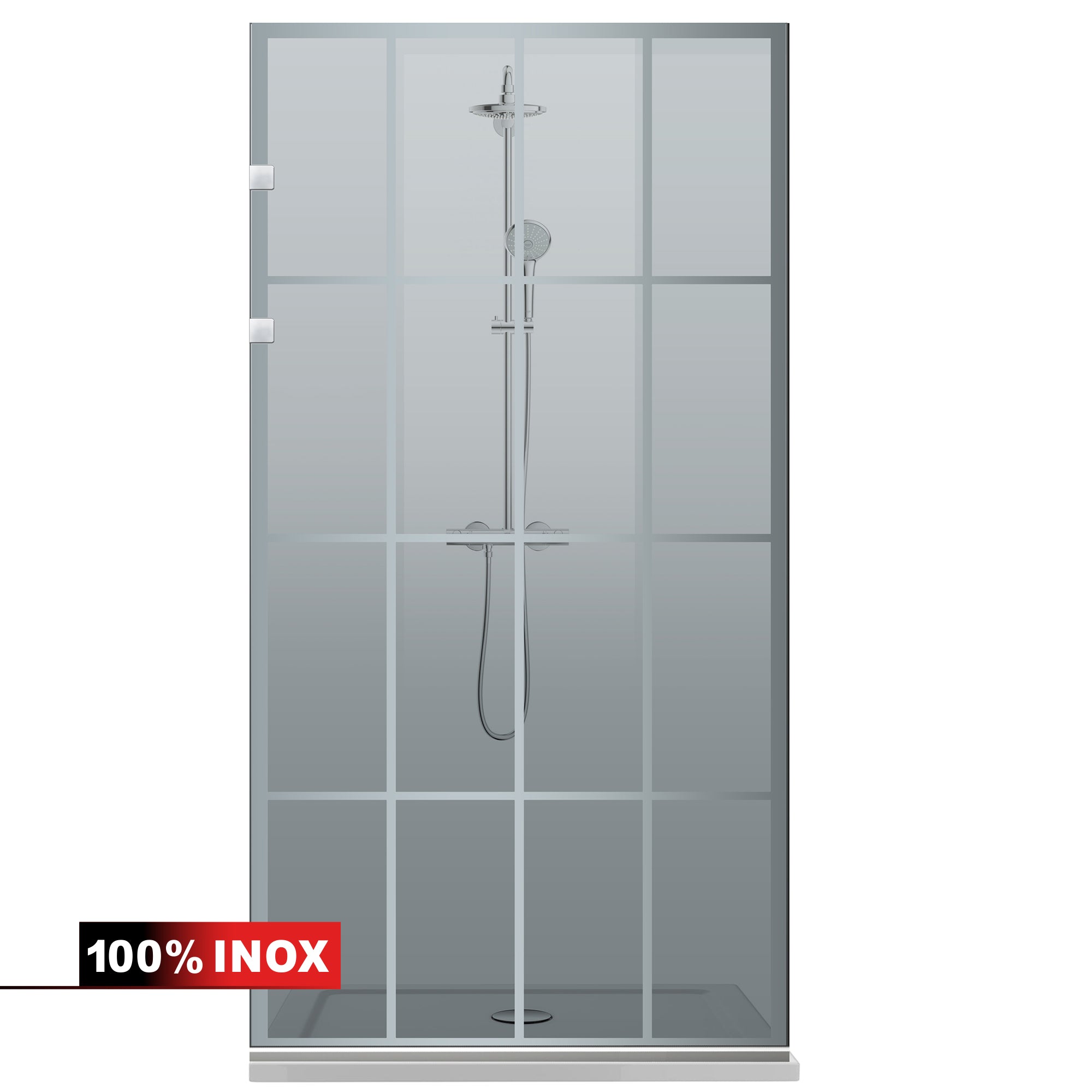 Zuhanyfal Walk-in, Zuhanyfal Rozsdamentes acél, #Szürke