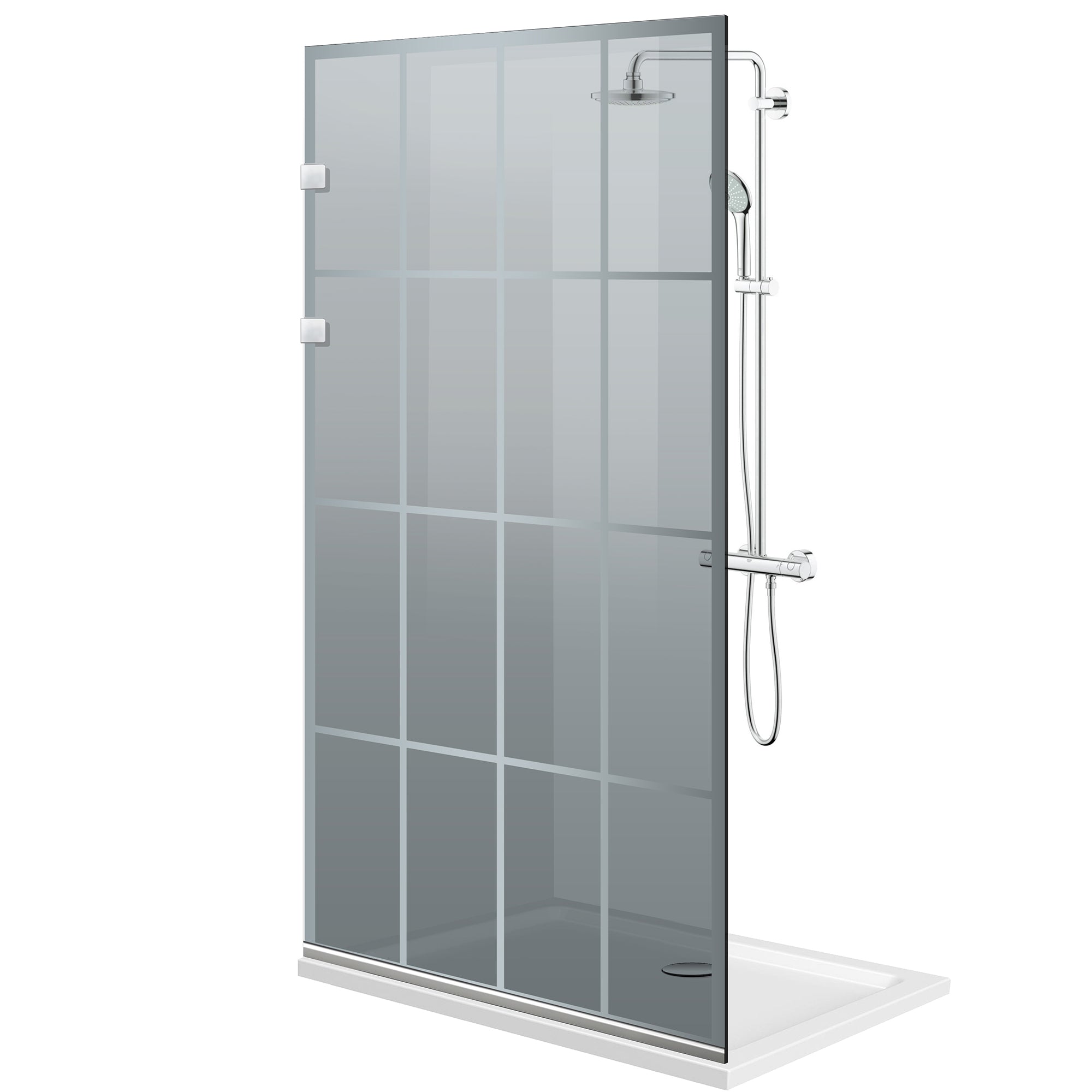 Zuhanyfal Walk-in, Zuhanyfal Rozsdamentes acél, #Szürke