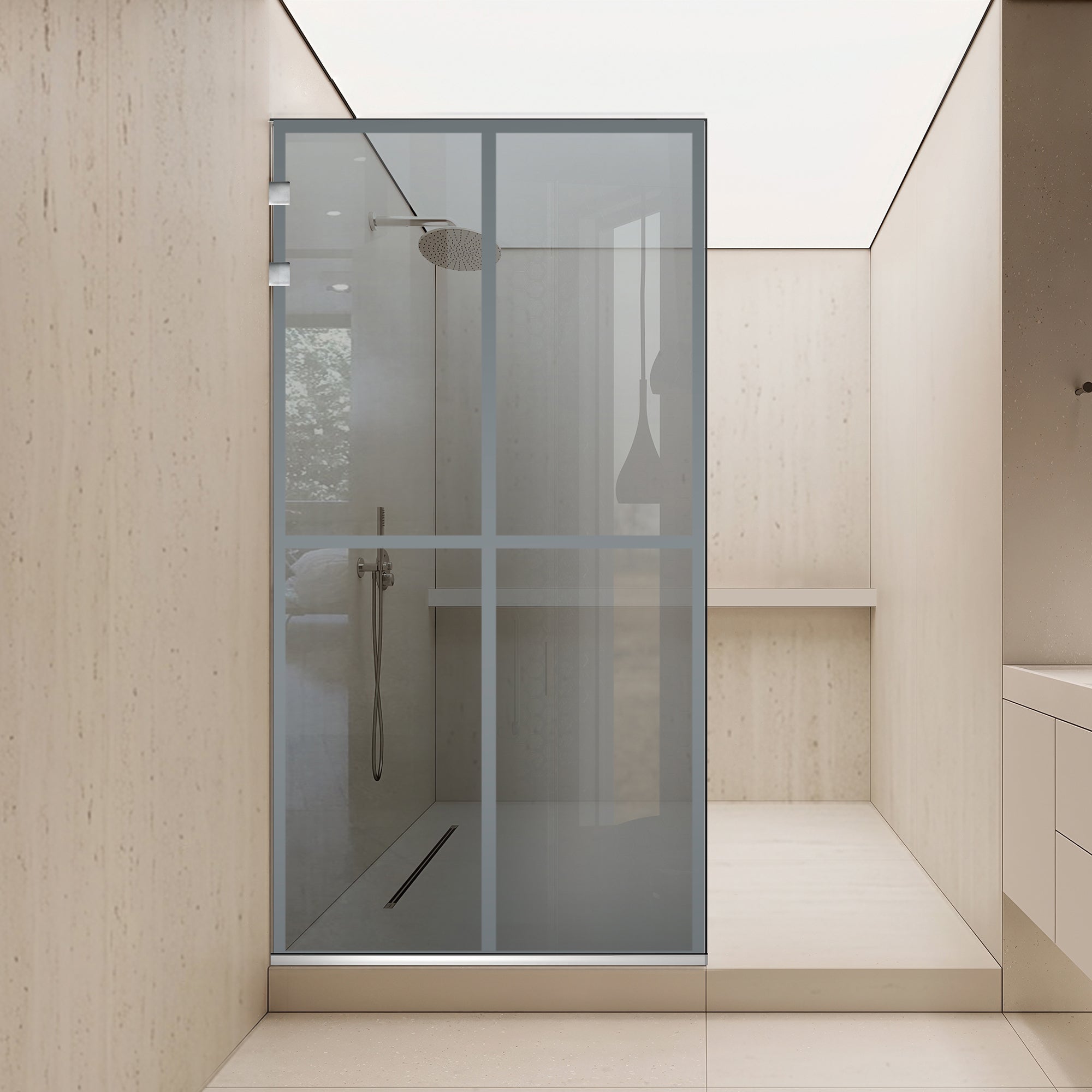 Zuhanyfal Walk-in, Zuhanyfal Rozsdamentes acél, #Szürke