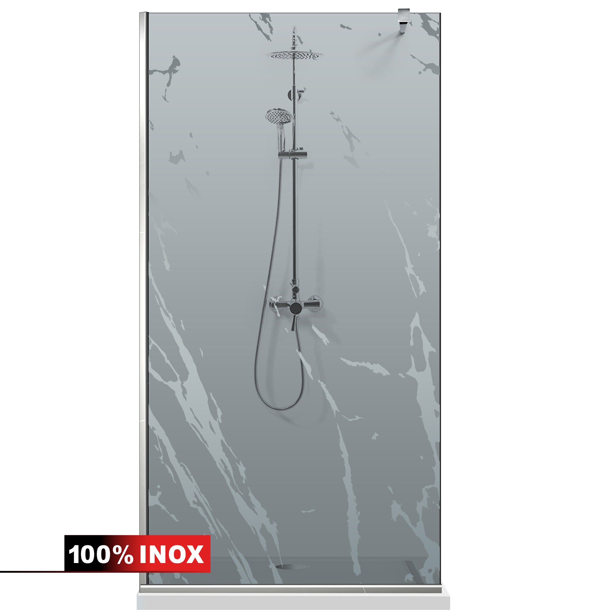 Paravan dus Walk-in, Perete dus Inox, #Gri #Szürke