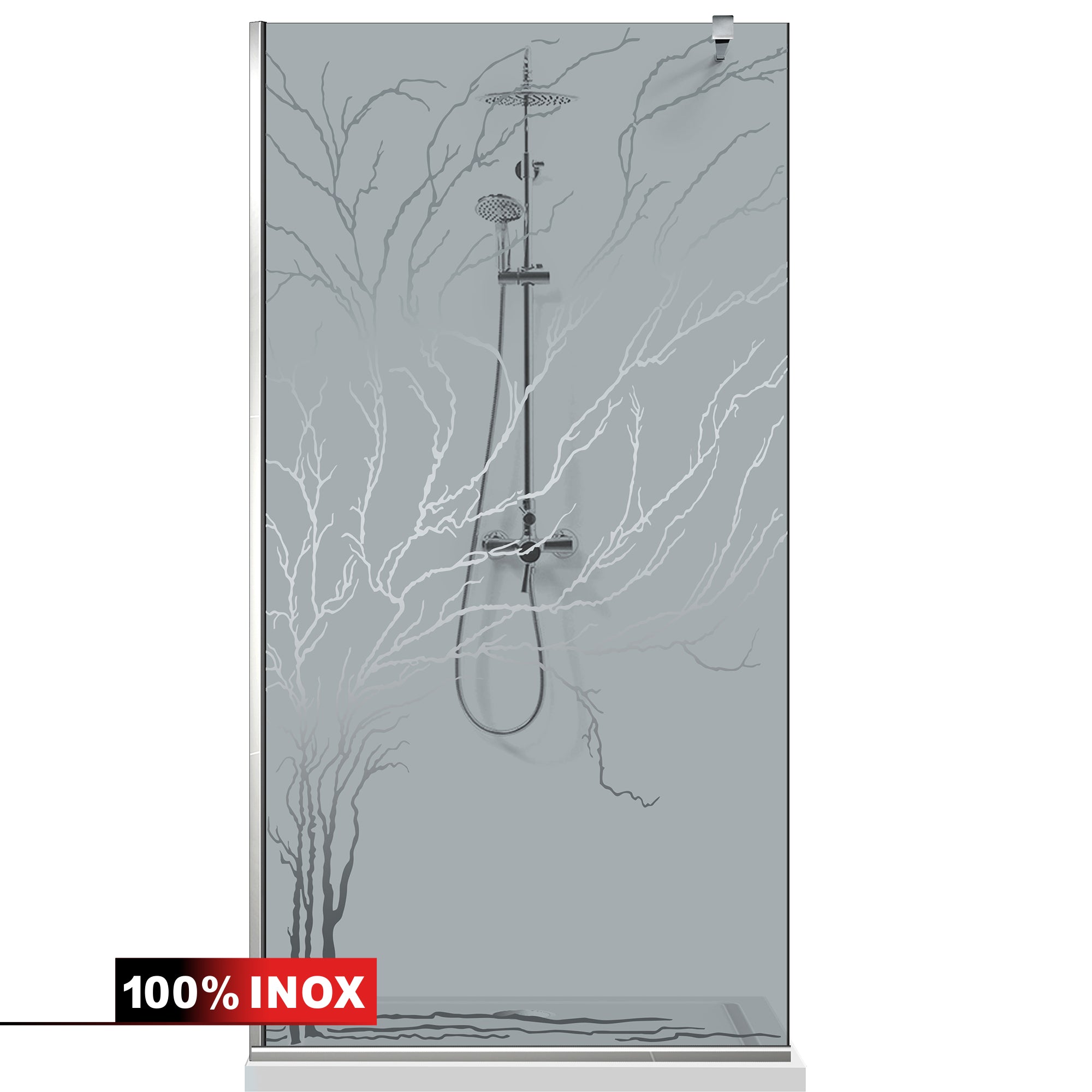 Paravan dus Walk-in, Perete dus Inox, #Gri #Szürke