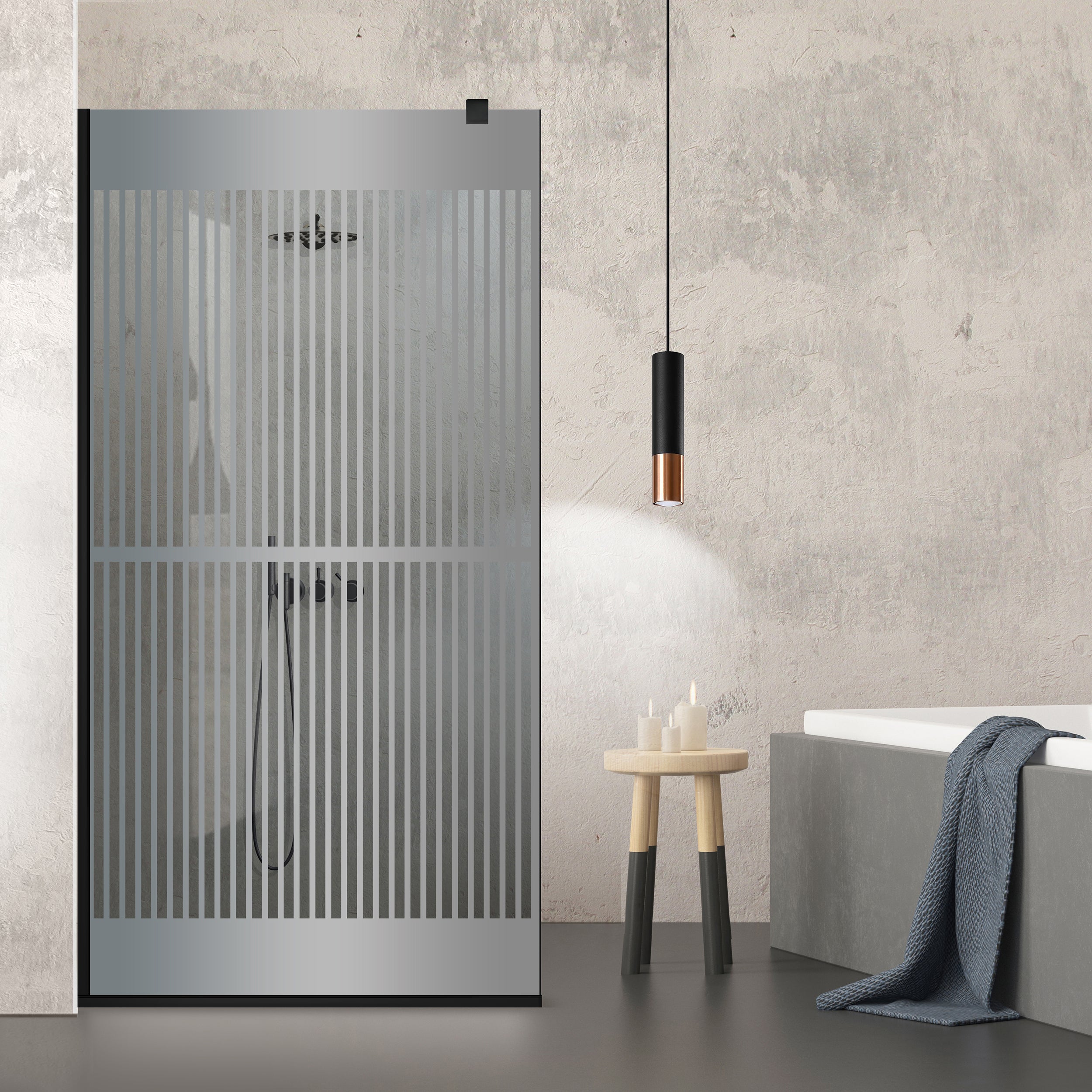 Zuhanyfal Walk-in, fekete zuhanyfal, #Szürke #Szürke