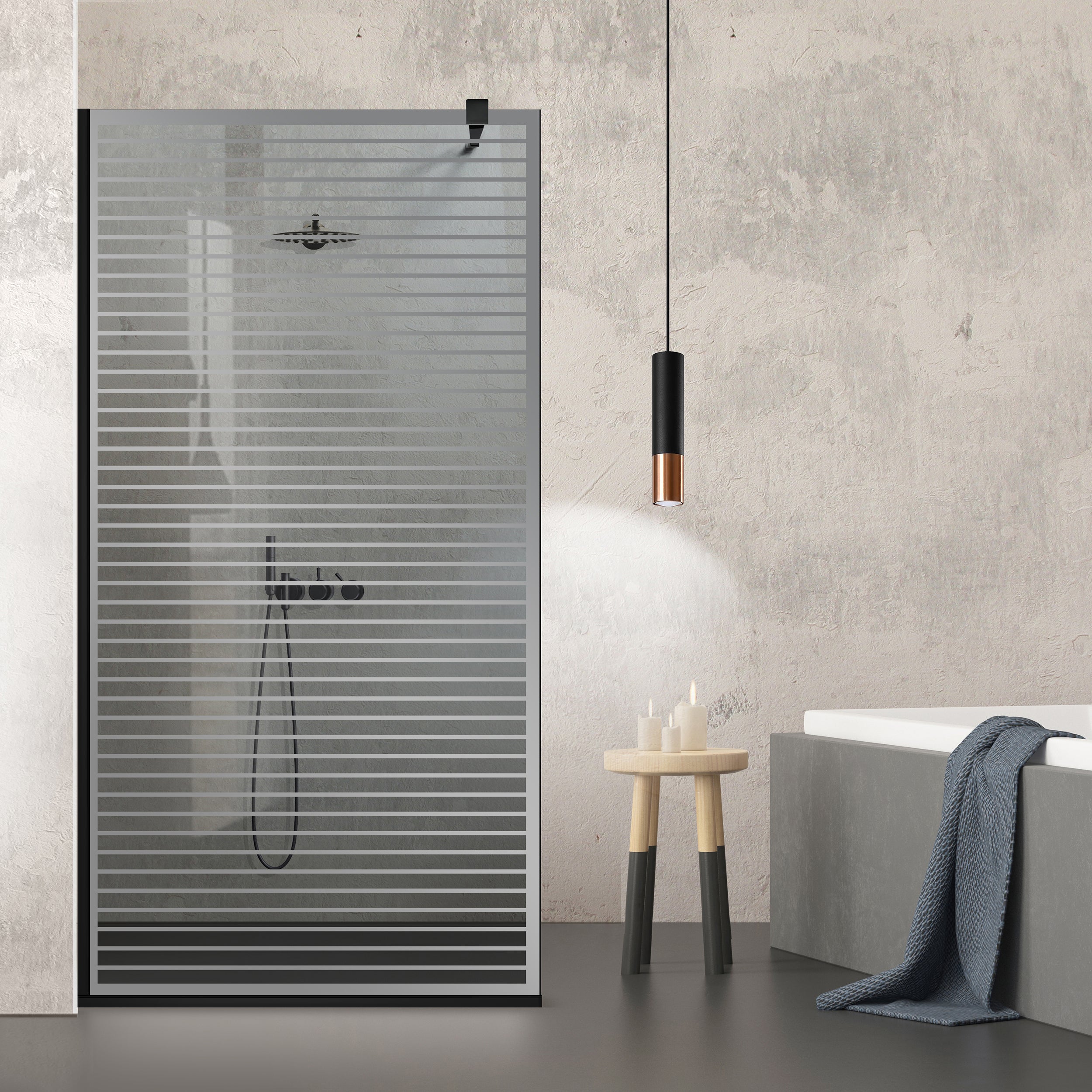 Zuhanyfal Walk-in, fekete zuhanyfal, #Szürke #Szürke