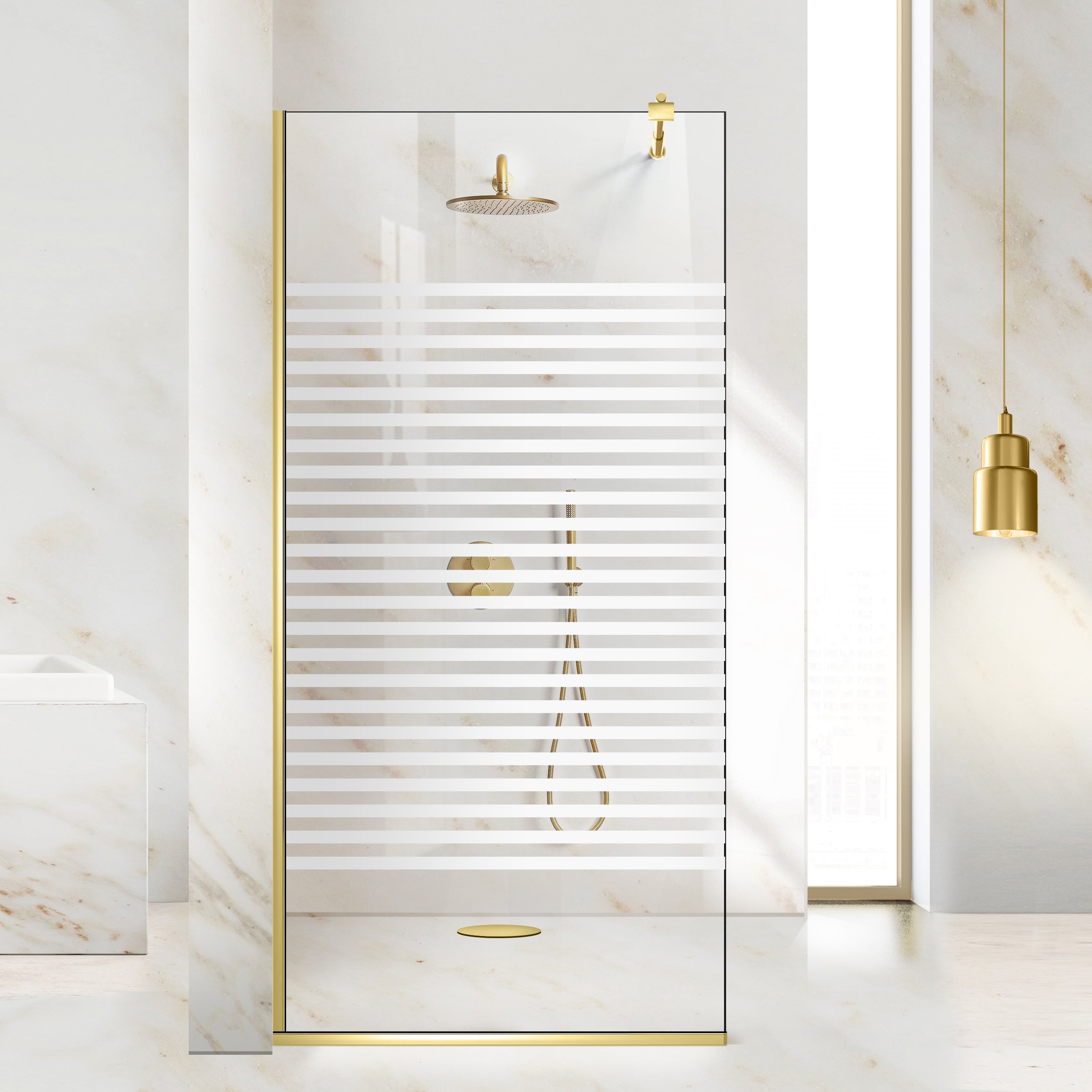 Zuhanyfal Walk-in, zuhanyfal Arany, #Átlátszó #Víztiszta