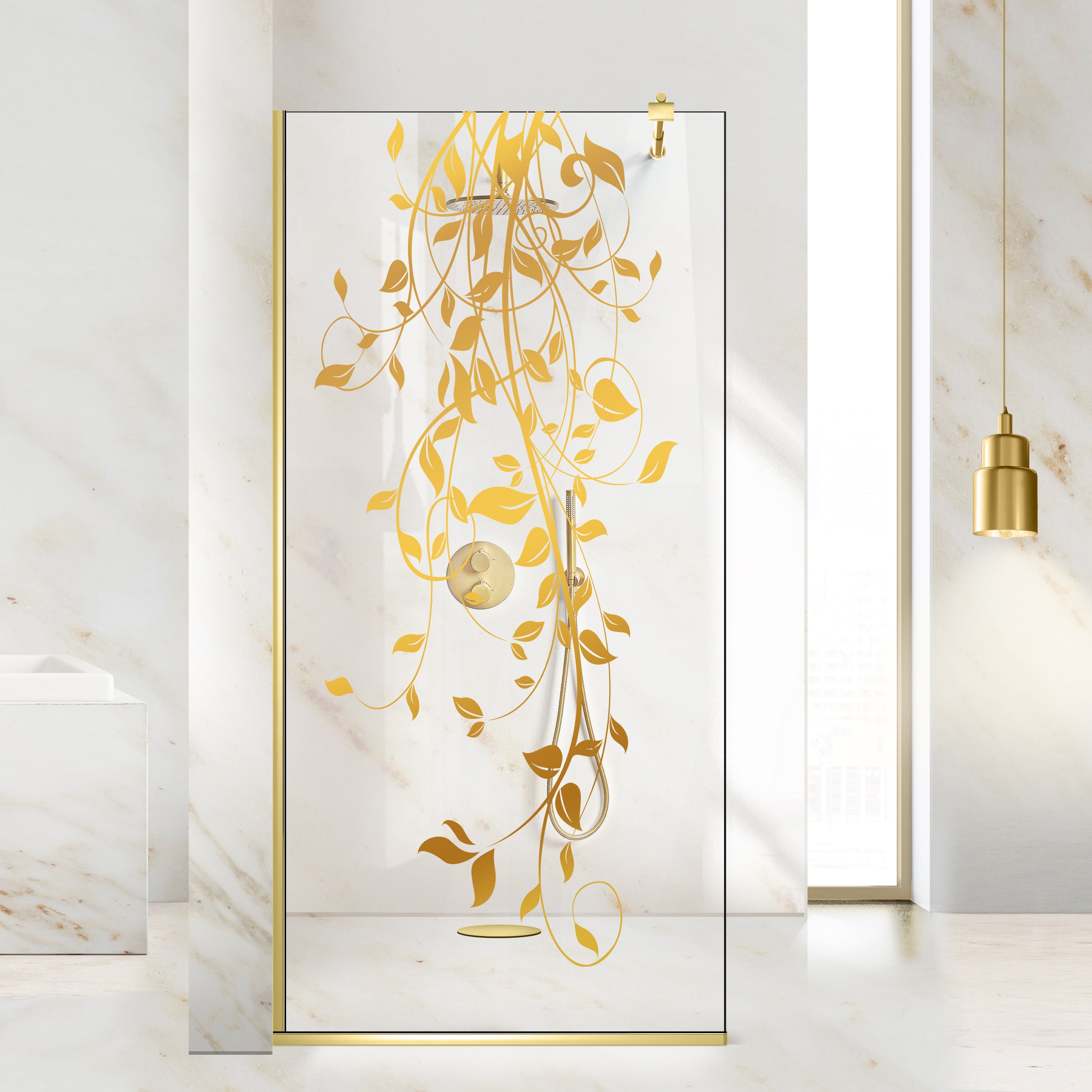 Zuhanyfal Walk-in, zuhanyfal Arany, #Átlátszó #Víztiszta