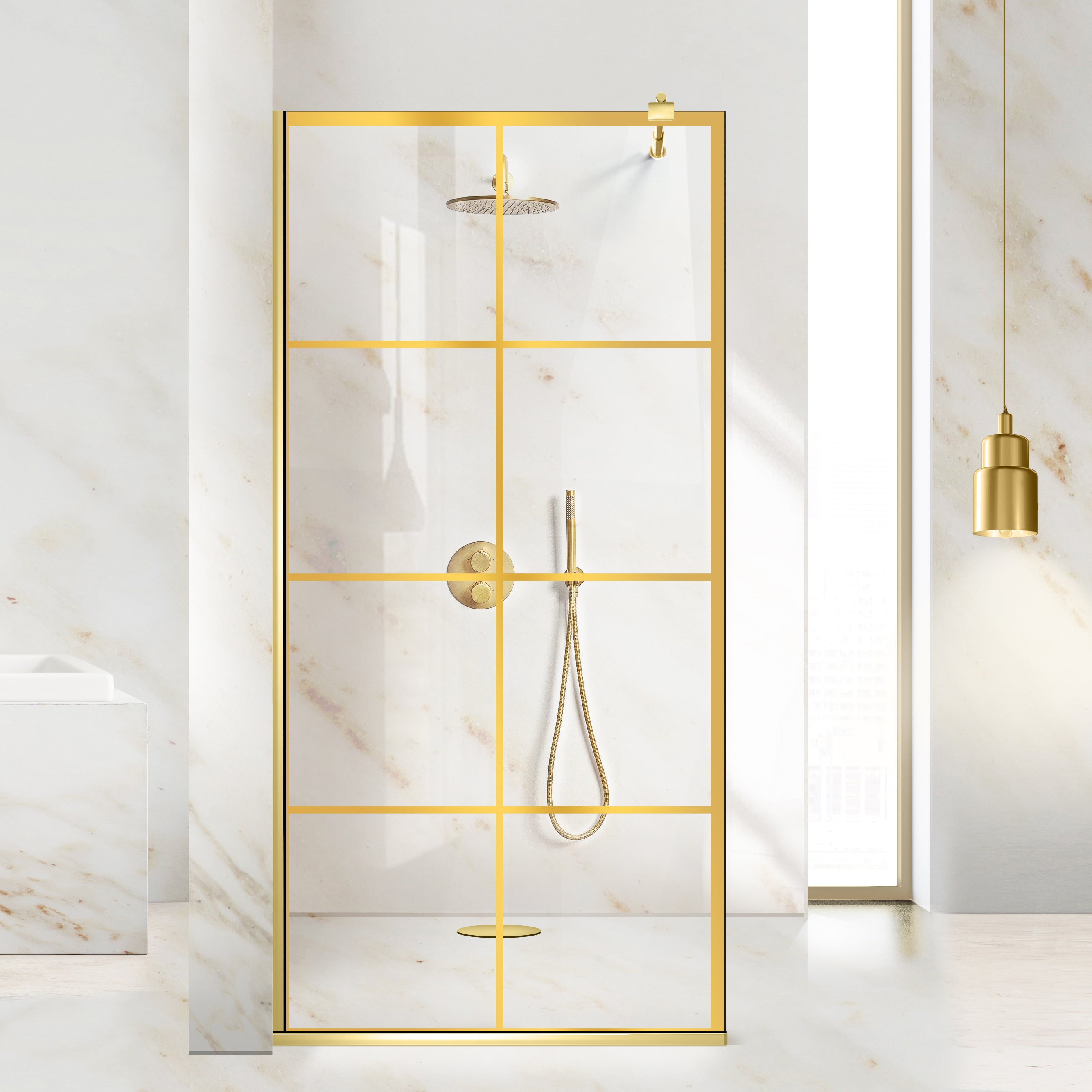 Zuhanyfal Walk-in, zuhanyfal Arany, #Átlátszó #Víztiszta