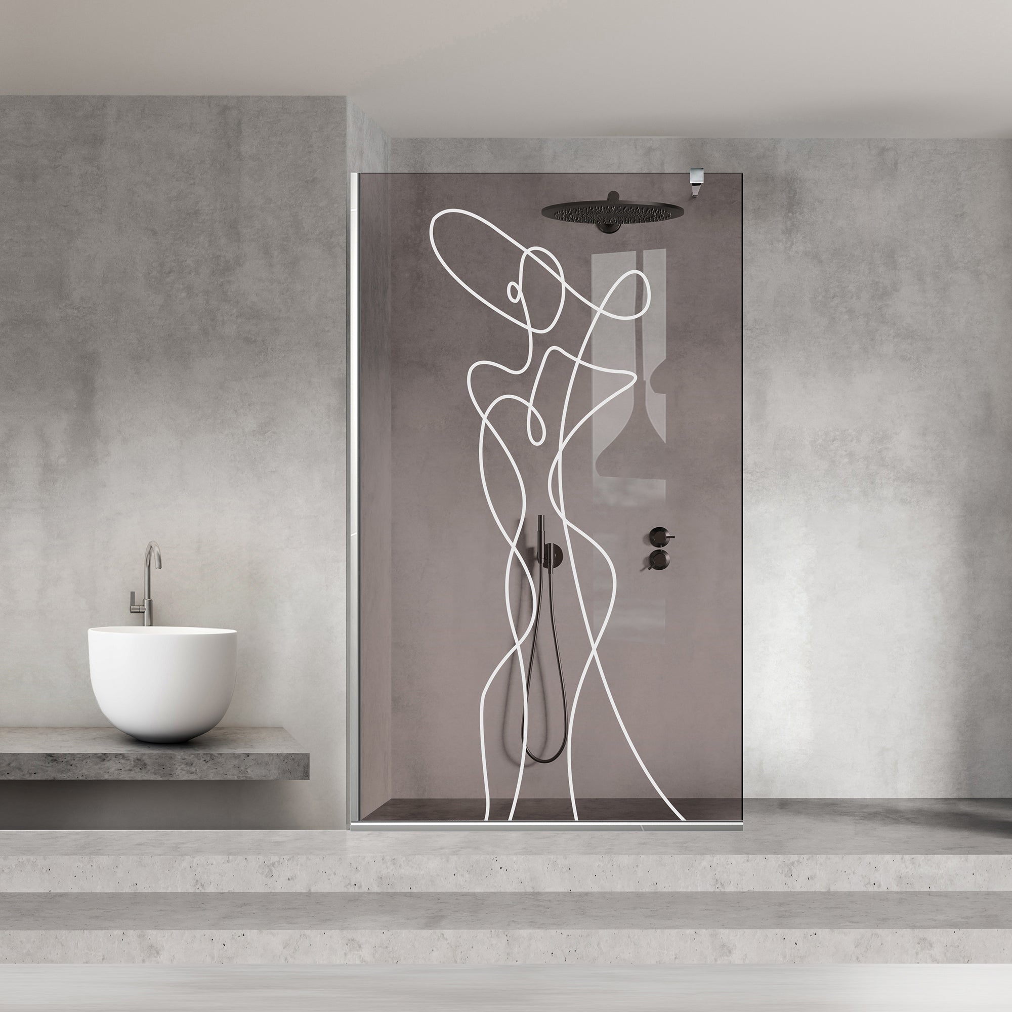 Paravan dus Walk-in, Perete dus Inox, #Bronz #Bronz
