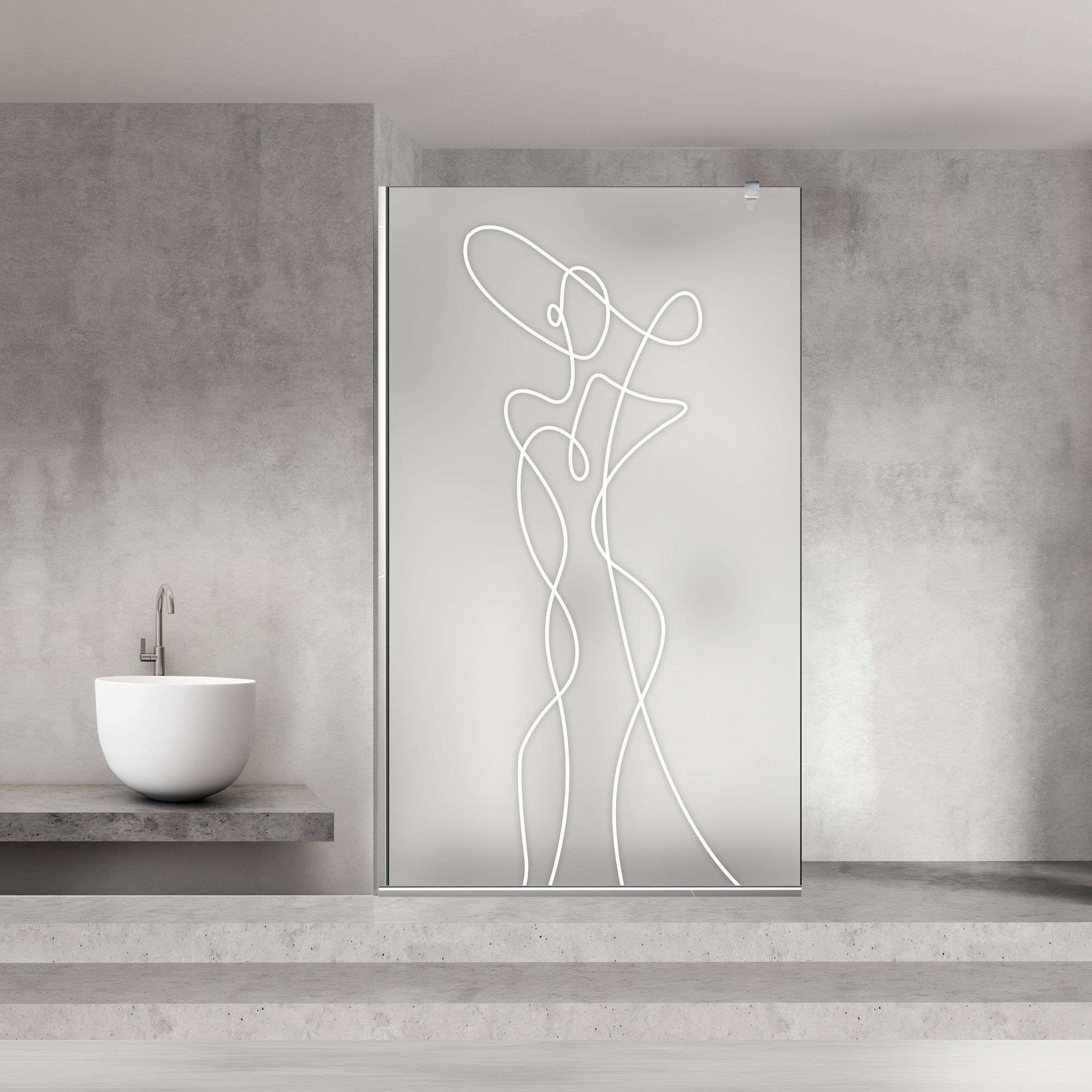 Paravan dus Walk-in, Perete dus Inox, #Mata #Matt