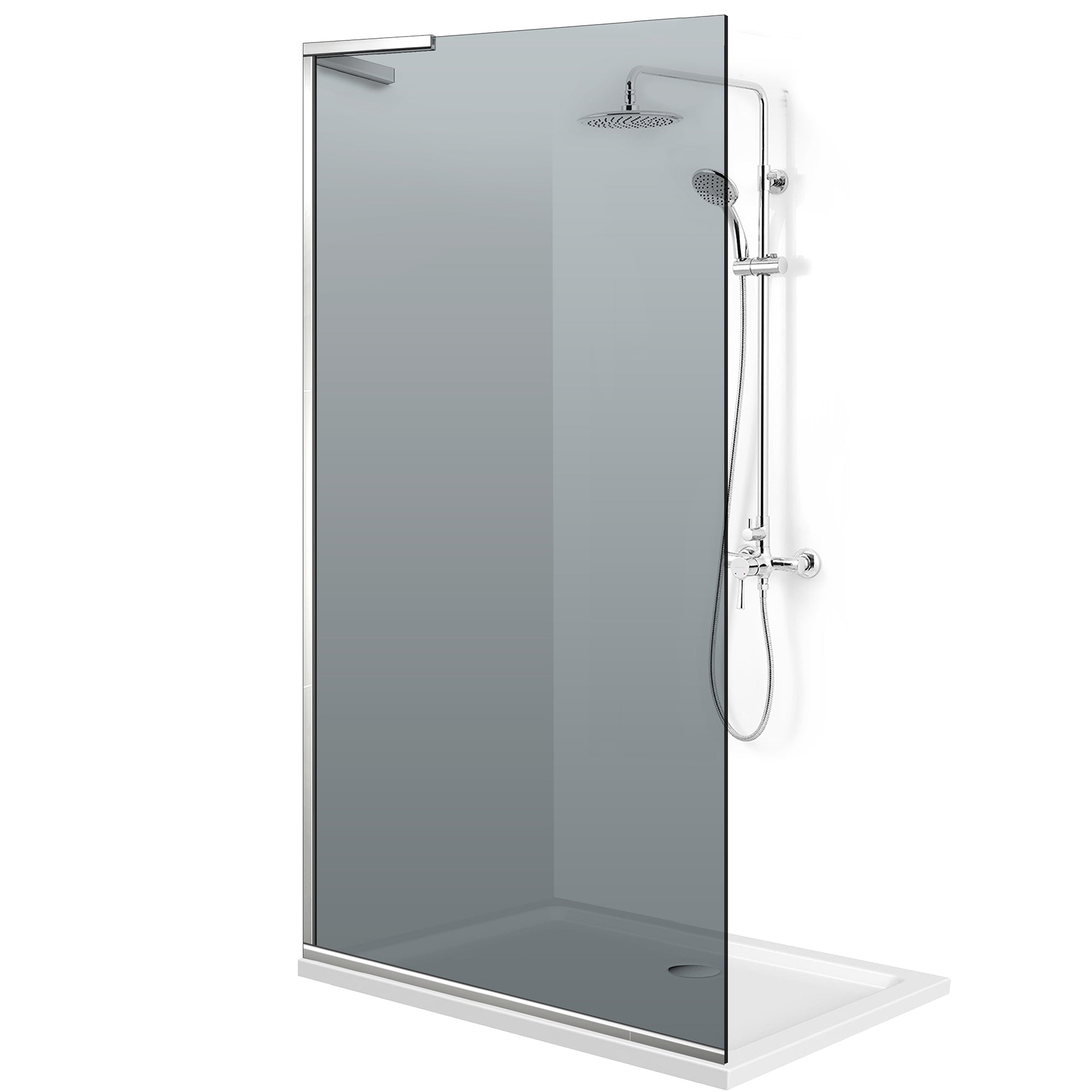 Zuhanyfal Walk-in, Zuhanyfal Rozsdamentes acél, #Szürke #Szürke