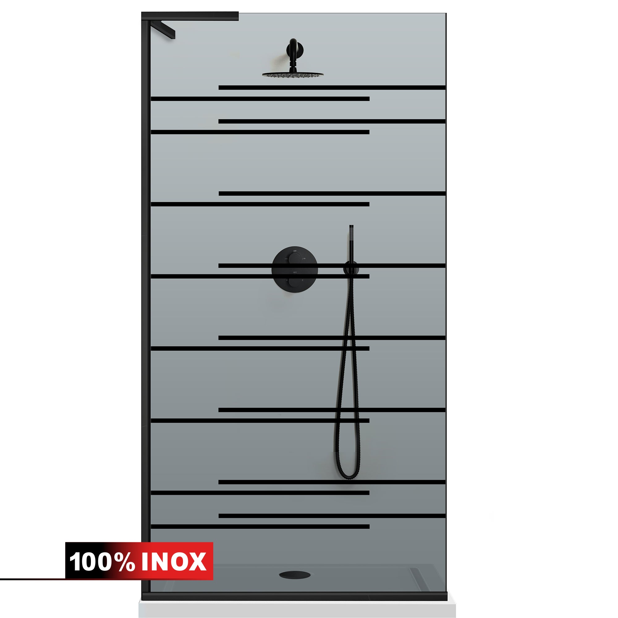 Paravan dus Walk-in, Perete dus Inox, #Gri #Szürke