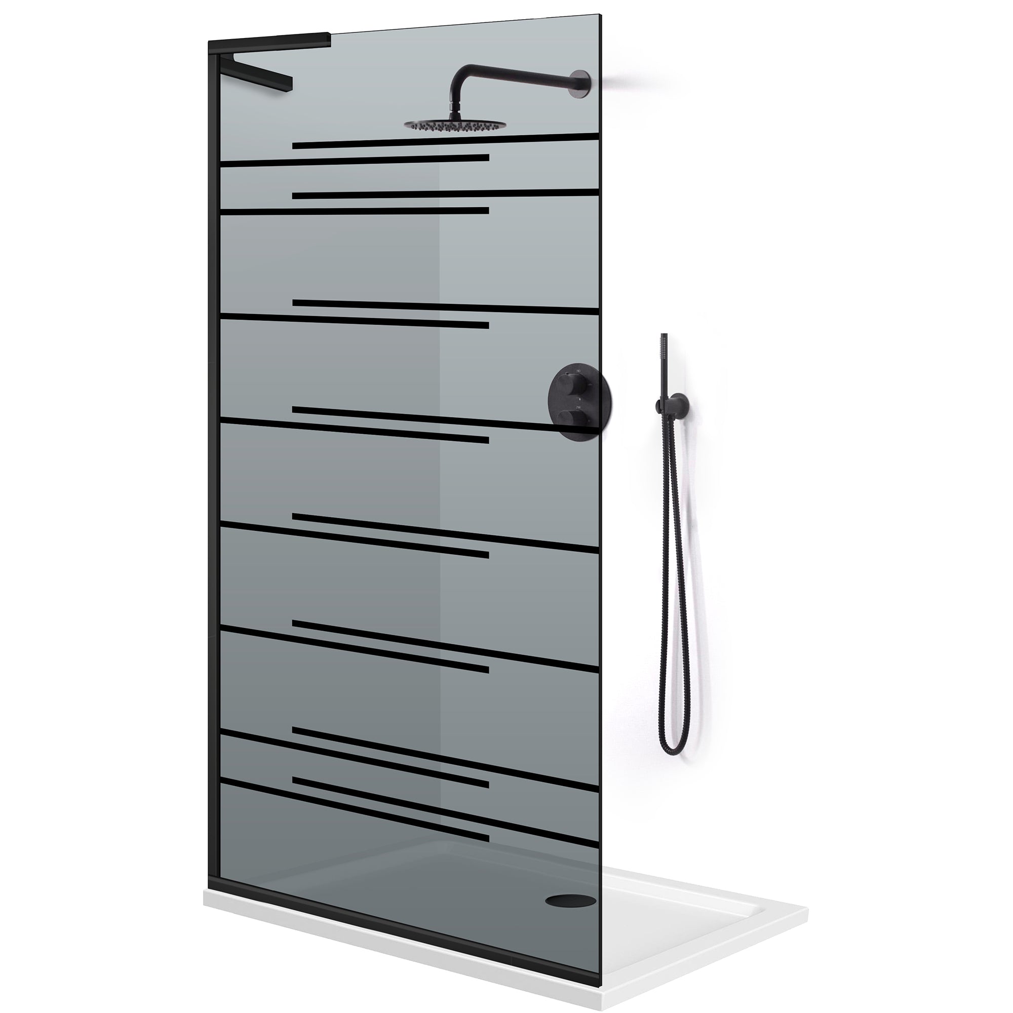 Paravan dus Walk-in, Perete dus Inox, #Gri #Szürke