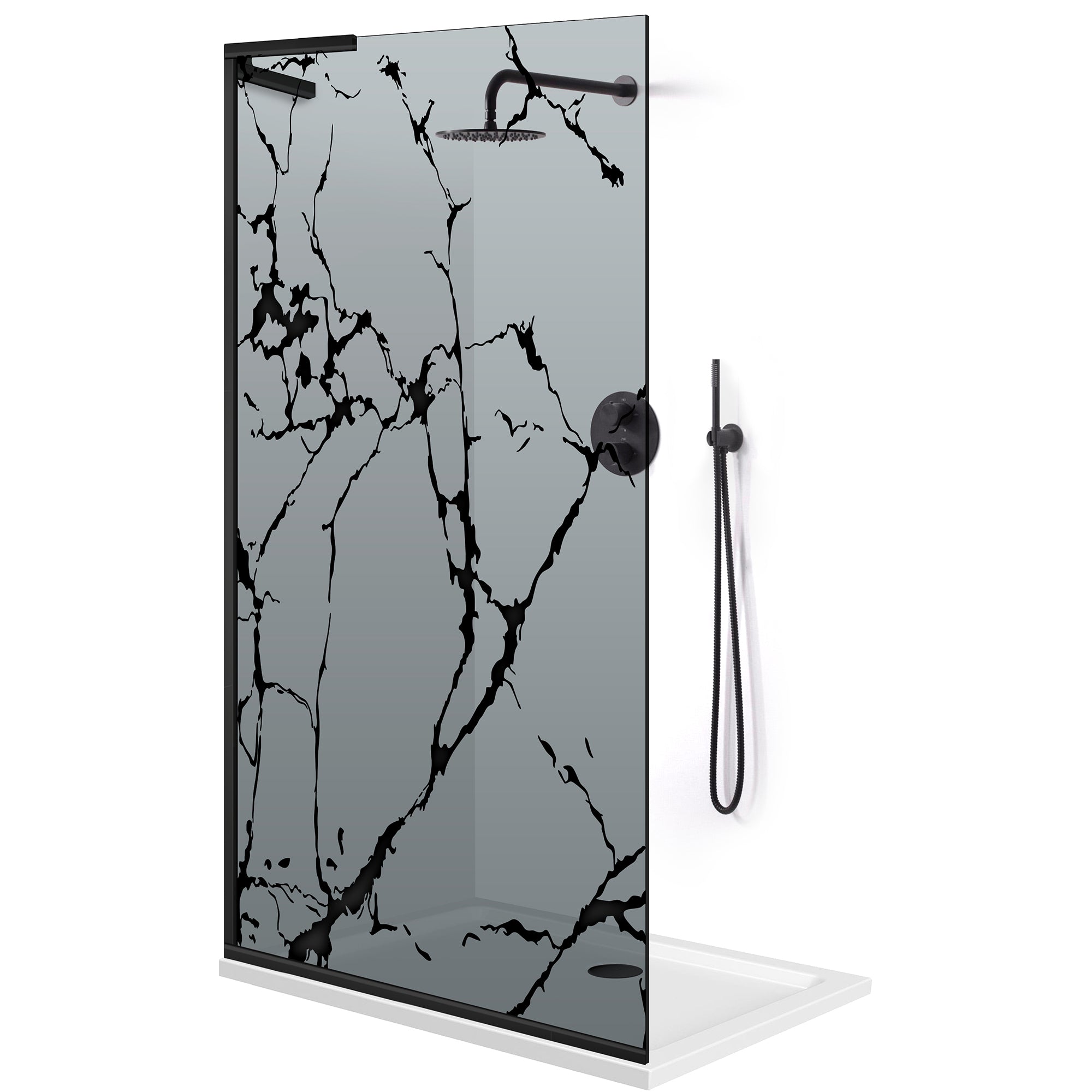 Zuhanyfal Walk-in, Zuhanyfal Rozsdamentes acél, #Szürke #Szürke