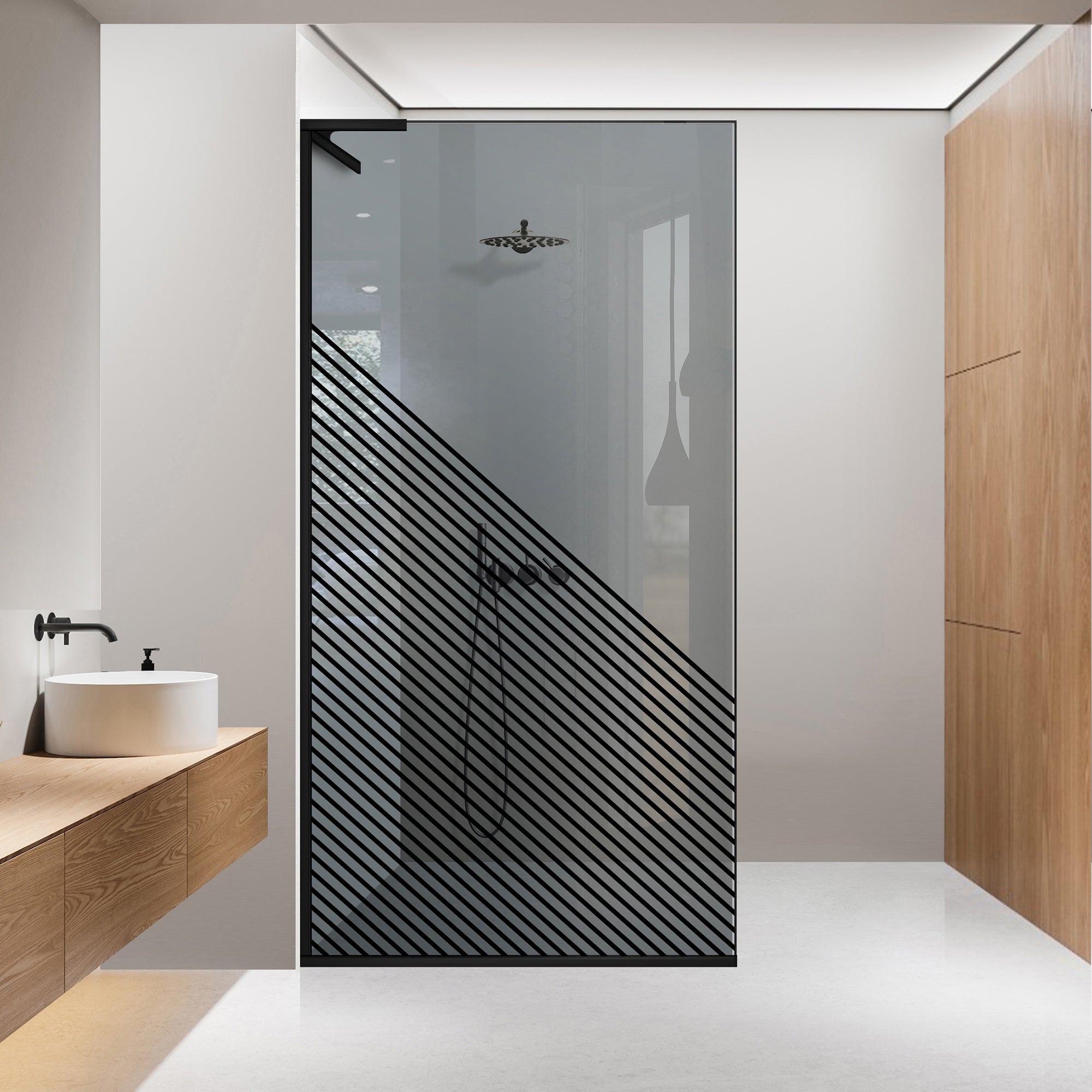 Zuhanyfal Walk-in, Zuhanyfal Rozsdamentes acél, #Szürke #Szürke